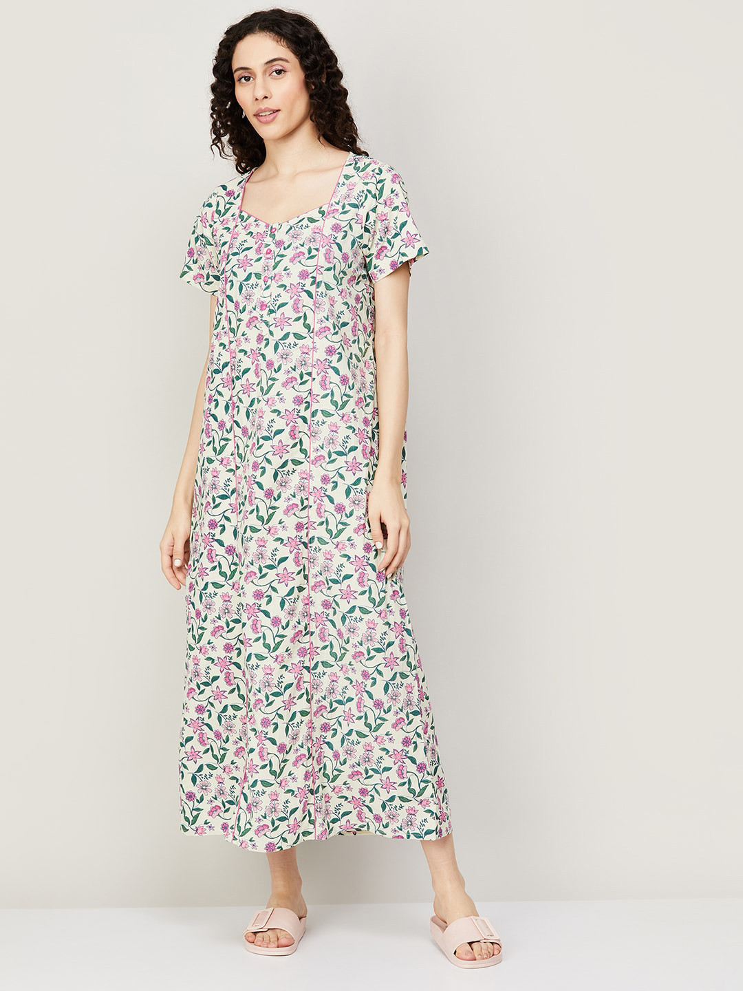 Ginger by Lifestyle Floral Printed Sweatheart Neck Cotton A-Line Midi Dress, Off white
Ginger by Lifestyle Floral Printed Sweatheart Neck Cotton A-Line Midi Dress, Off white