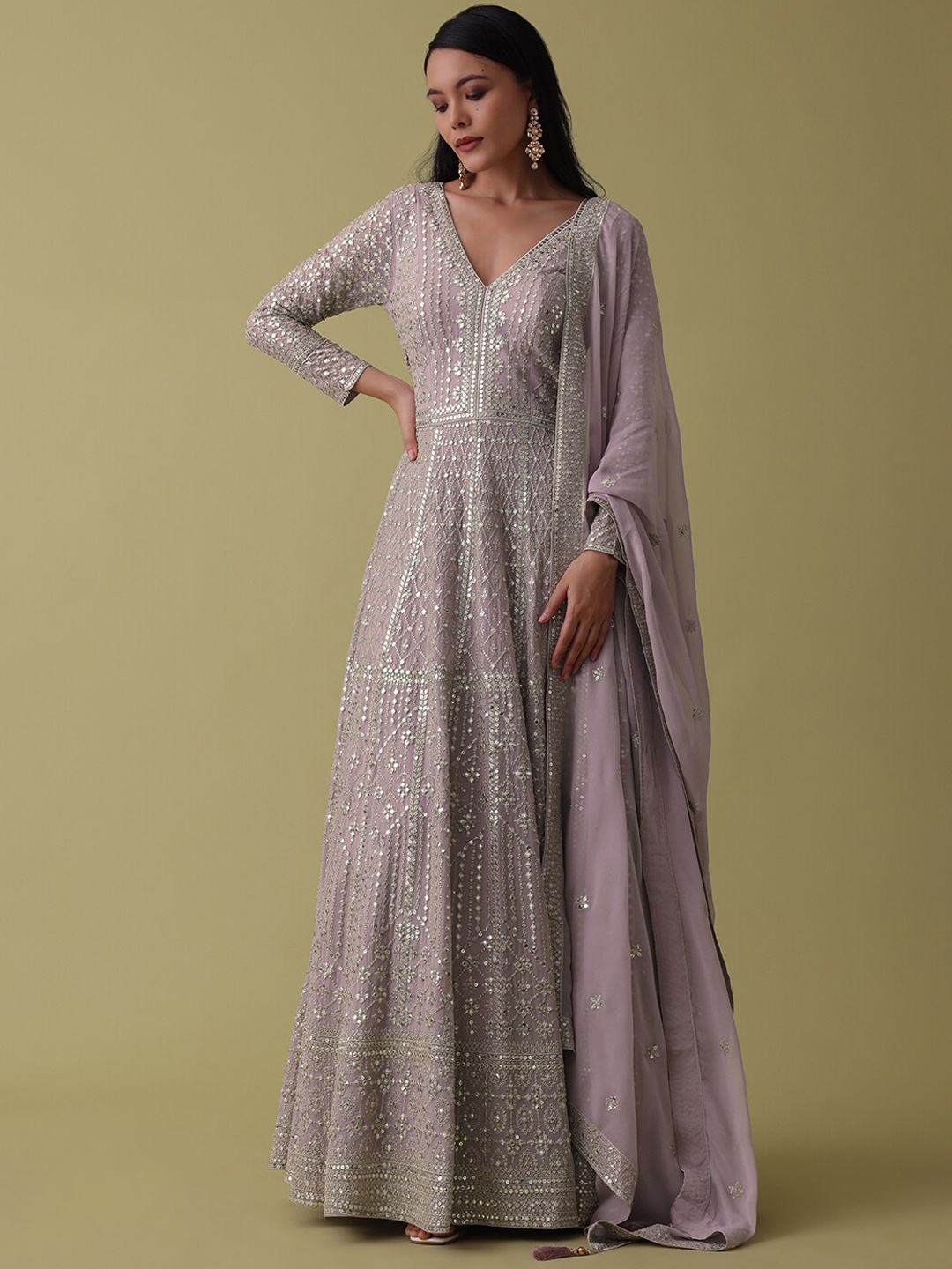 Kalki Fashion Ethnic Motifs Embellished Sequinned Georgette Ethnic Dresses With Dupatta, Lavender
Kalki Fashion Ethnic Motifs Embellished Sequinned Georgette Ethnic Dresses With Dupatta, Lavender
