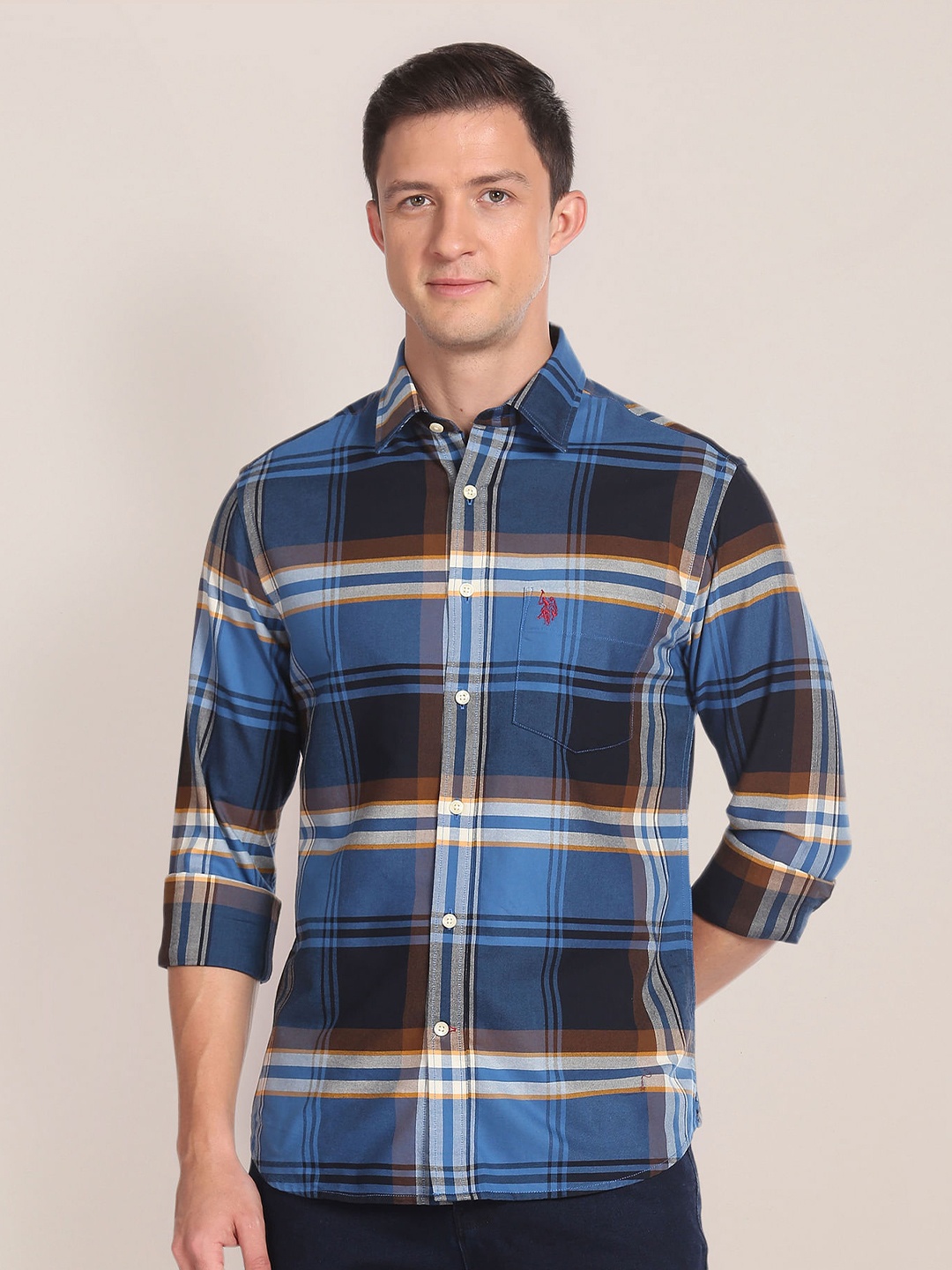 U.S. Polo Assn. Regular Fit Tartan Checks Spread Collar Long Sleeves Cotton Casual Shirt, Blue
U.S. Polo Assn. Regular Fit Tartan Checks Spread Collar Long Sleeves Cotton Casual Shirt, Blue