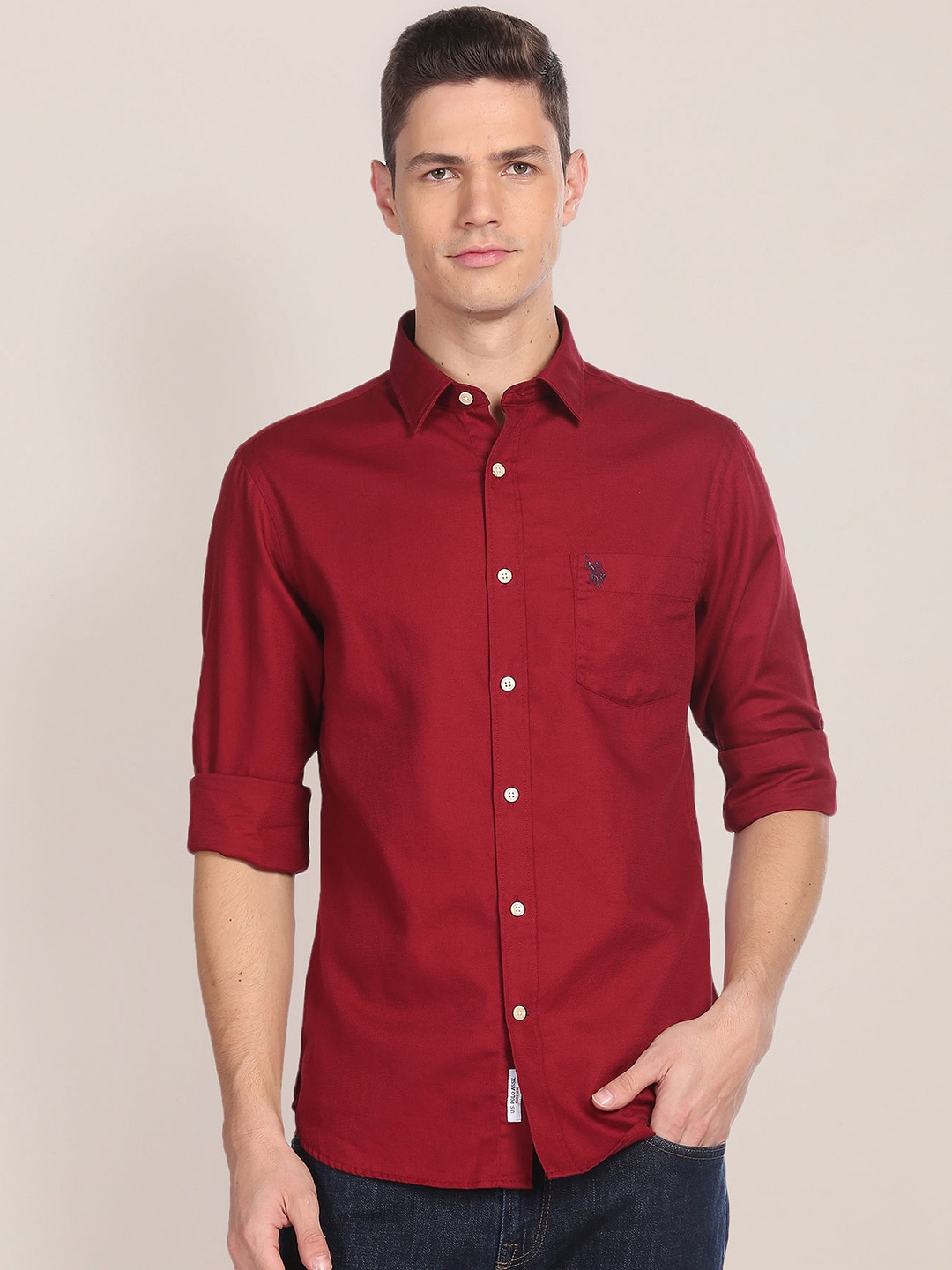 U.S. Polo Assn. Spread Collar Long Sleeves Pocket Detail Casual Pure Cotton Shirt, Red
U.S. Polo Assn. Spread Collar Long Sleeves Pocket Detail Casual Pure Cotton Shirt, Red