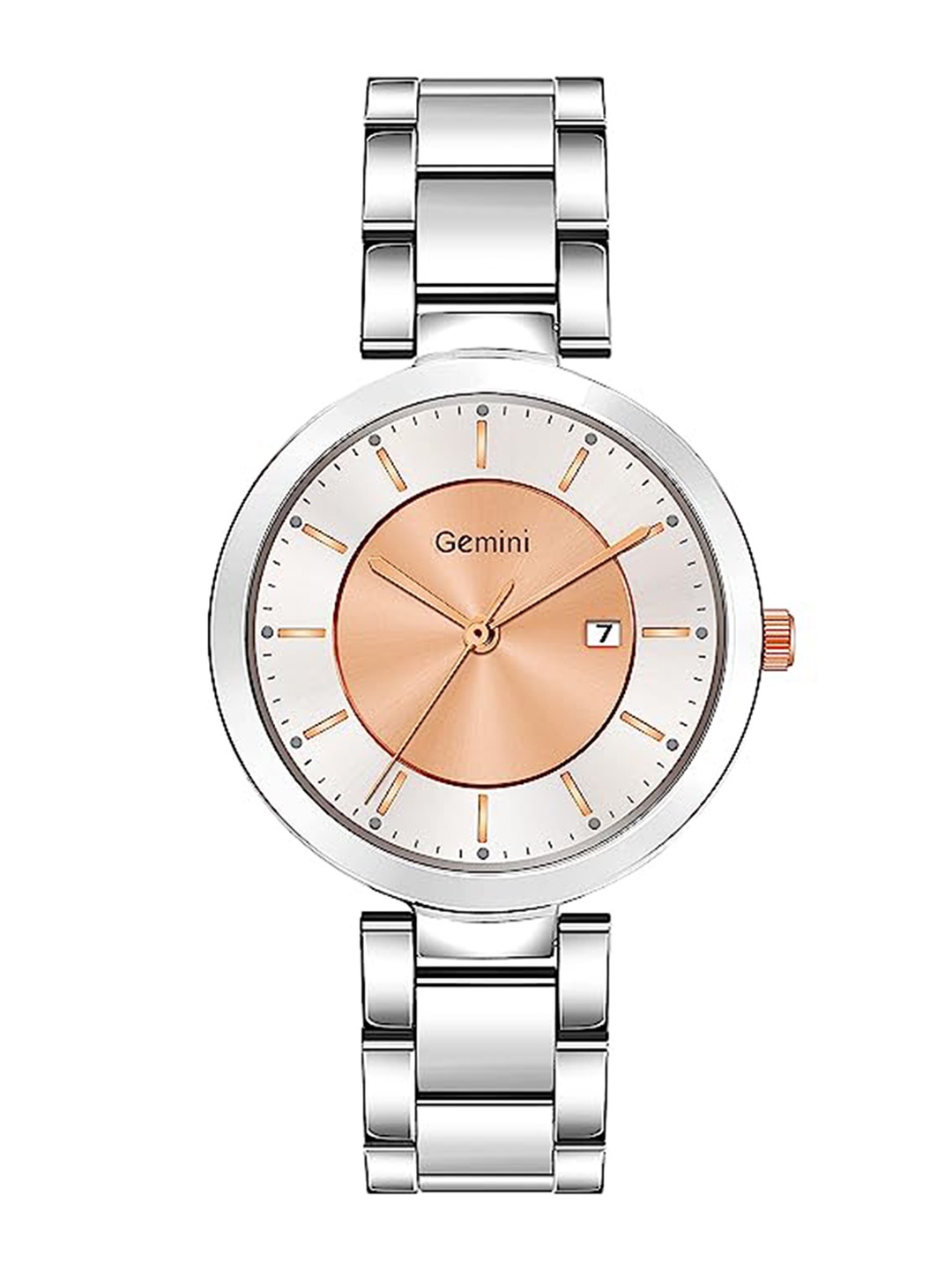 GEMINI Women Embellished Dial & Stainless Steel Bracelet Style Straps Analogue Watch BNS, Rose gold
GEMINI Women Embellished Dial & Stainless Steel Bracelet Style Straps Analogue Watch BNS, Rose gold