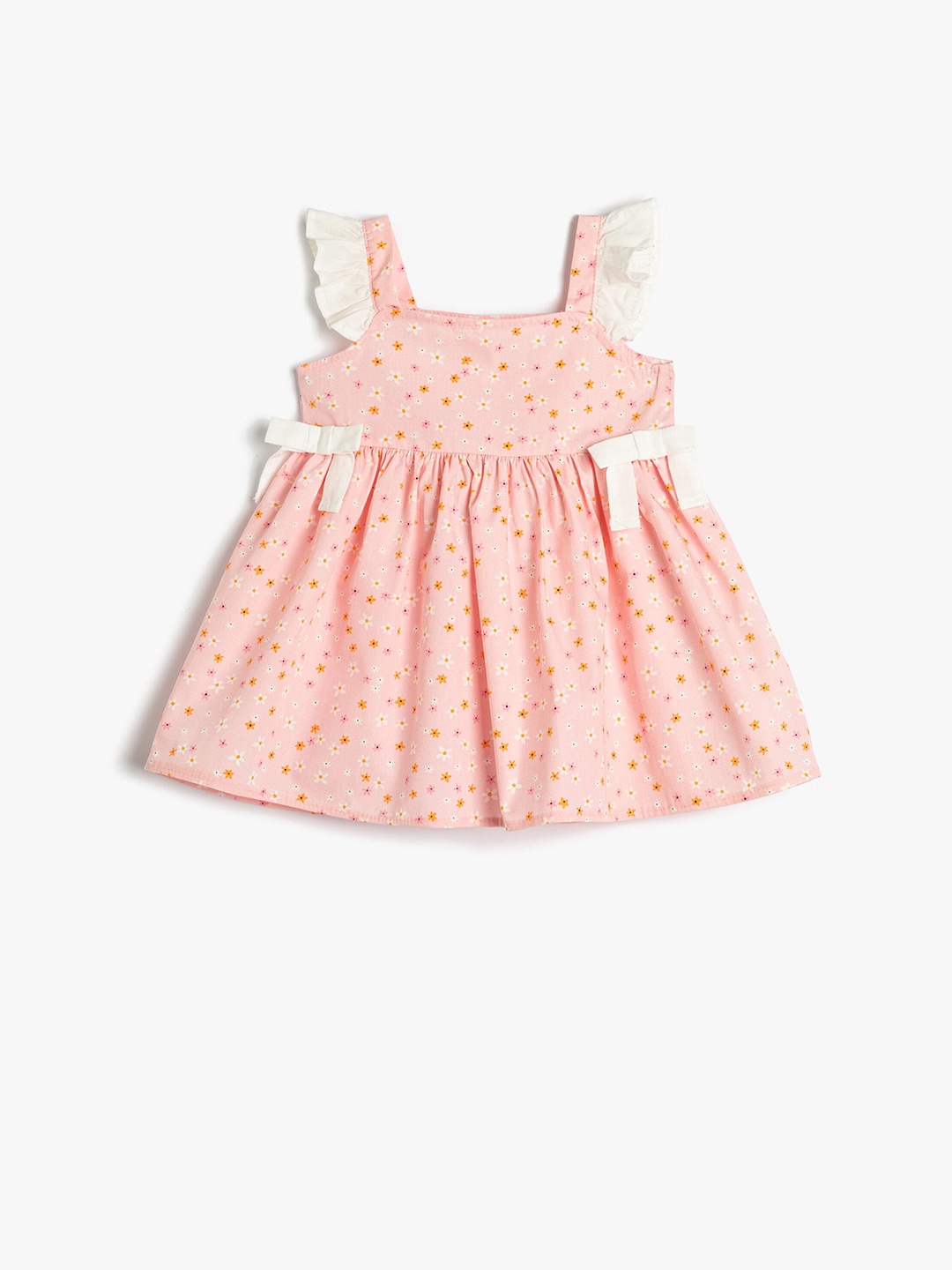 Koton Infant Floral Printed Square Neck Cap Sleeves Bow Pure Cotton A-Line Dress, Pink
Koton Infant Floral Printed Square Neck Cap Sleeves Bow Pure Cotton A-Line Dress, Pink