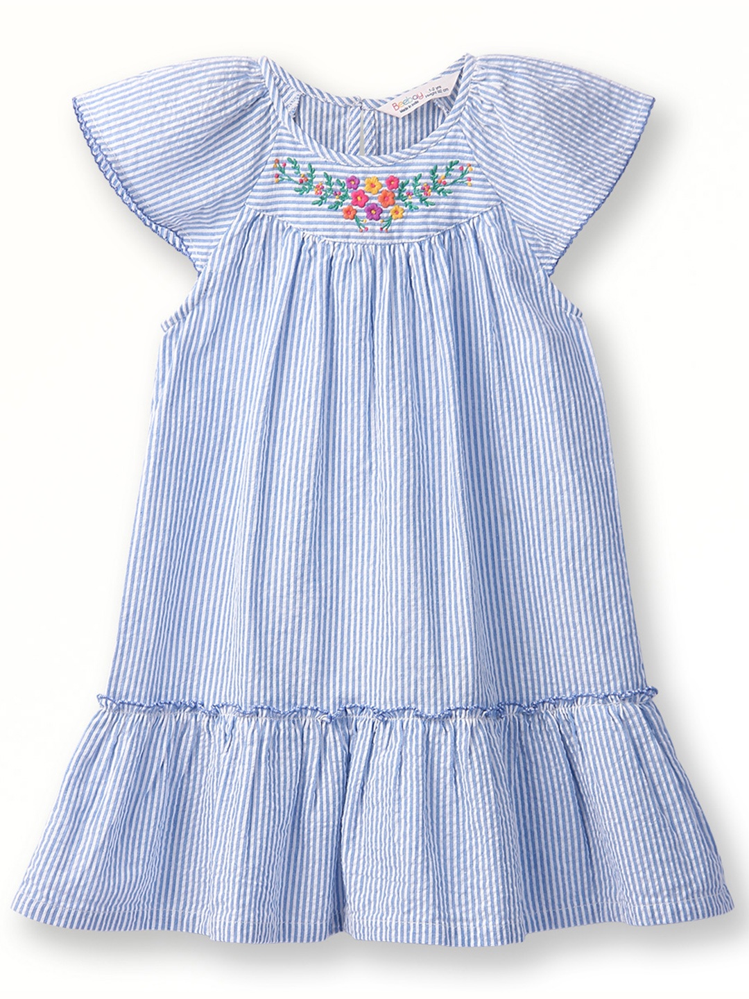 Beebay Striped Girls Gathered & Pleated Round Neck Flared Sleeve Cotton A-Line Dress, Blue
Beebay Striped Girls Gathered & Pleated Round Neck Flared Sleeve Cotton A-Line Dress, Blue