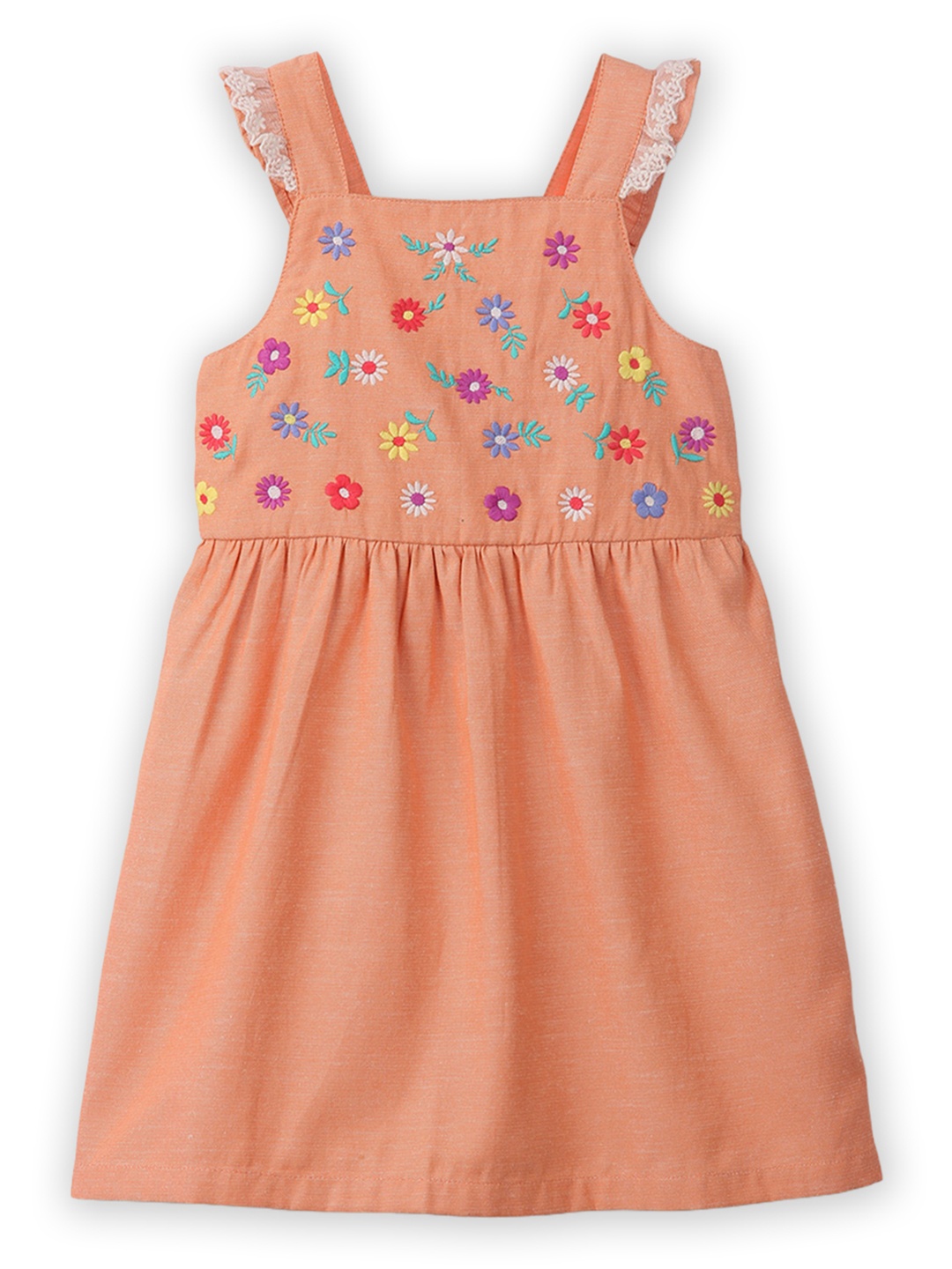 Beebay Girls Floral Embroidered Gathered & Pleated Shoulder Strap Cotton A-Line Dress, Peach
Beebay Girls Floral Embroidered Gathered & Pleated Shoulder Strap Cotton A-Line Dress, Peach