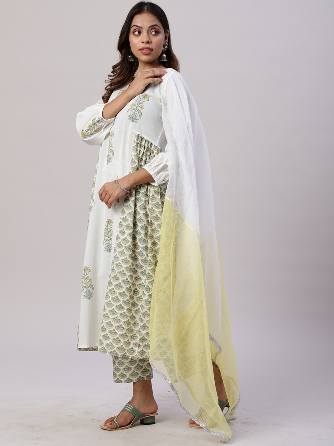 Spring Soul Floral Printed Regular Pure Cotton A-Line Kurta & Trousers With Dupatta, Yellow
Spring Soul Floral Printed Regular Pure Cotton A-Line Kurta & Trousers With Dupatta, Yellow