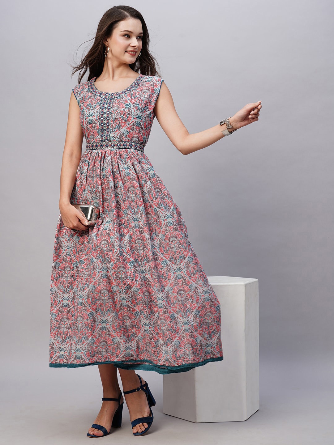 Kiana House Of Fashion Ethnic Motifs Printed Round Neck Embroidered Detailed Cotton Fit & Flare Midi Dress, Pink
Kiana House Of Fashion Ethnic Motifs Printed Round Neck Embroidered Detailed Cotton Fit & Flare Midi Dress, Pink