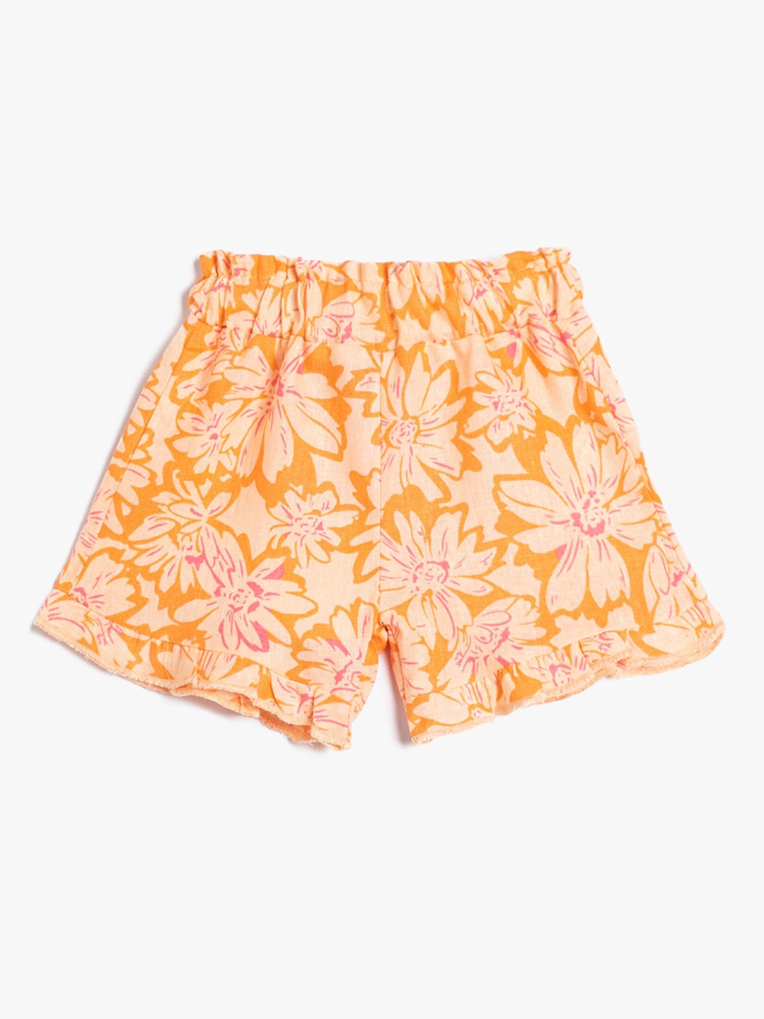 Koton Girls Floral Printed Regular Shorts, Orange