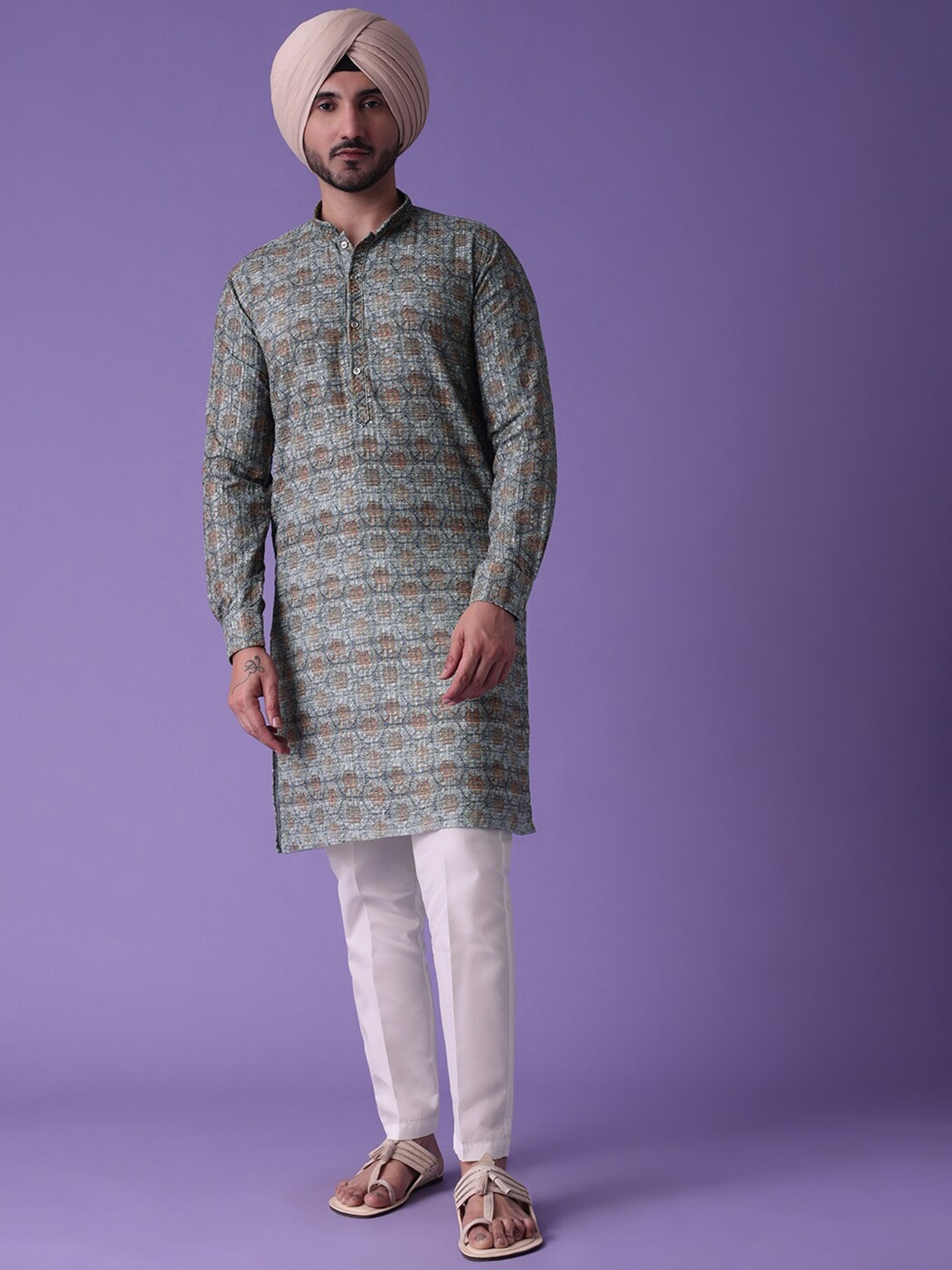 KALKI Fashion Mandarin Collar Ethnic Motifs Printed Regular Kurta with Churidar, Grey
KALKI Fashion Mandarin Collar Ethnic Motifs Printed Regular Kurta with Churidar, Grey