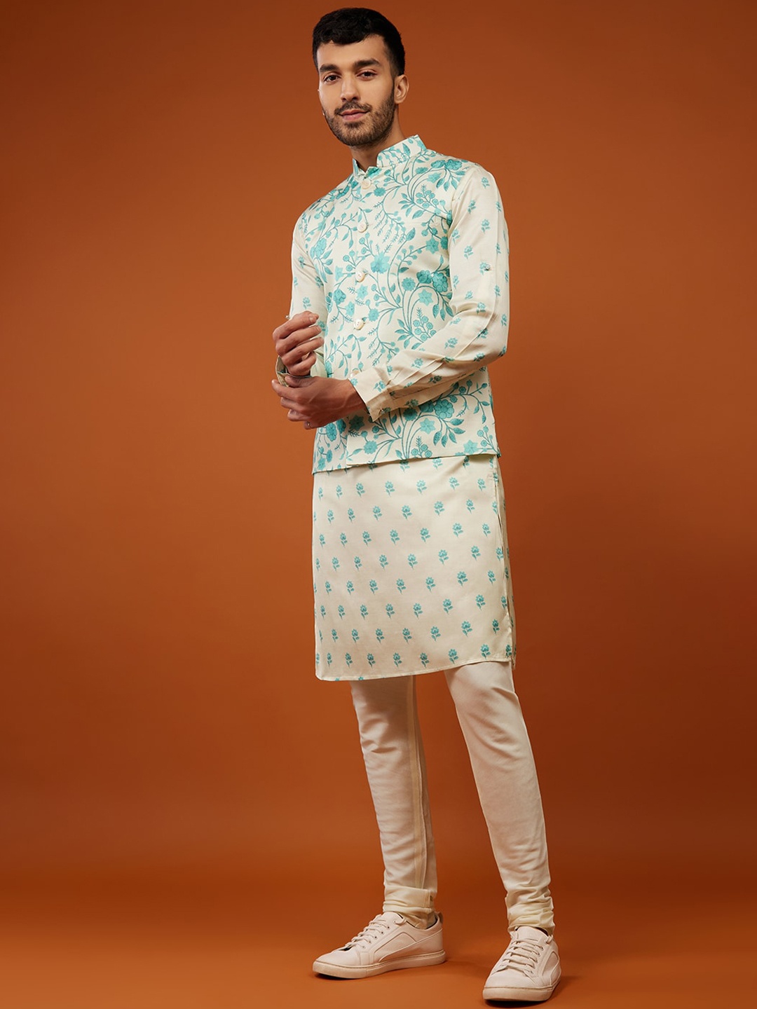 KALKI Fashion Mandarin Collar Floral Printed Regular Kurta & Churidar With Wasit Coat, White
KALKI Fashion Mandarin Collar Floral Printed Regular Kurta & Churidar With Wasit Coat, White