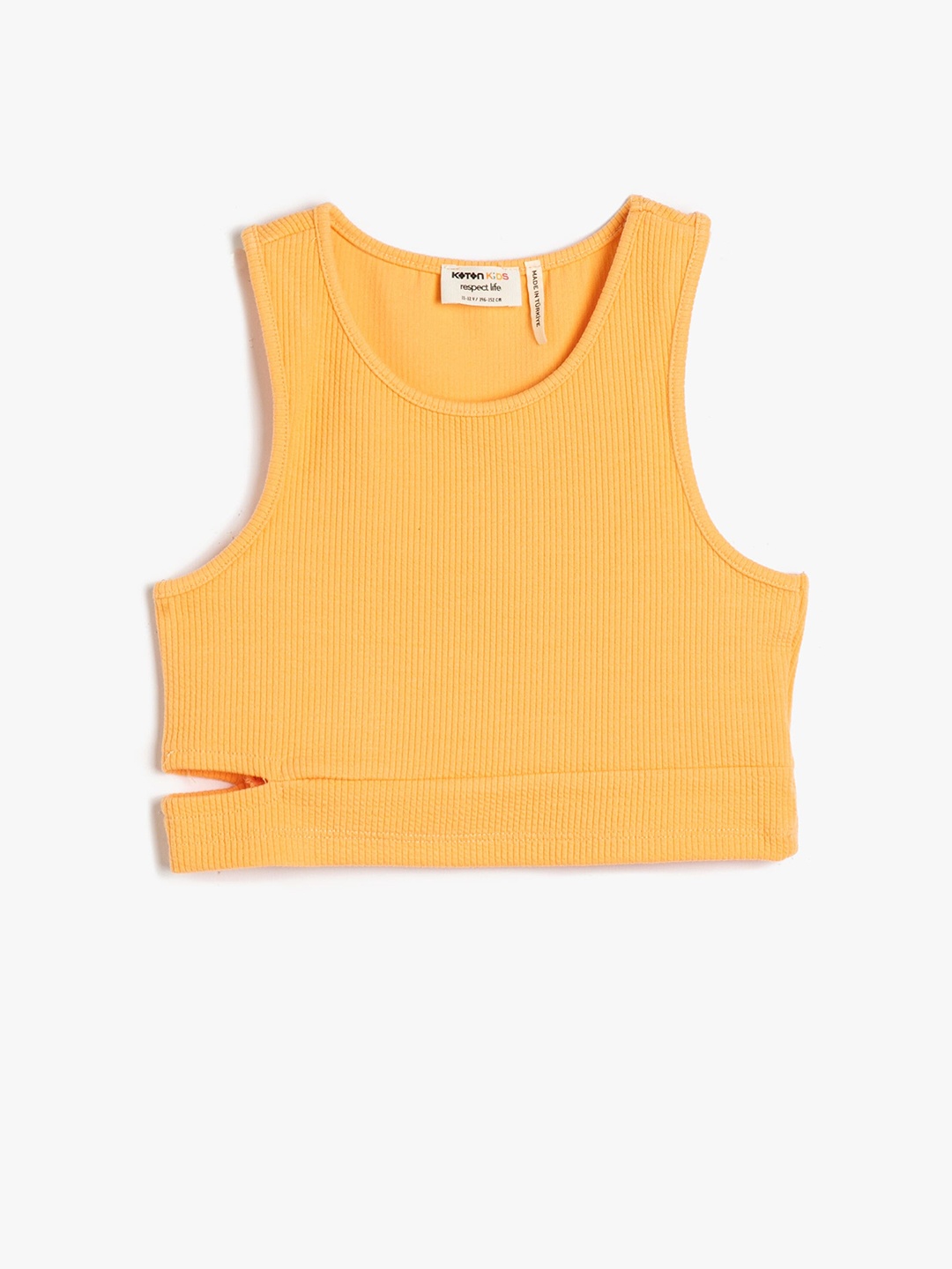 Koton Girls Orange Round Neck Cut Outs Crop Top