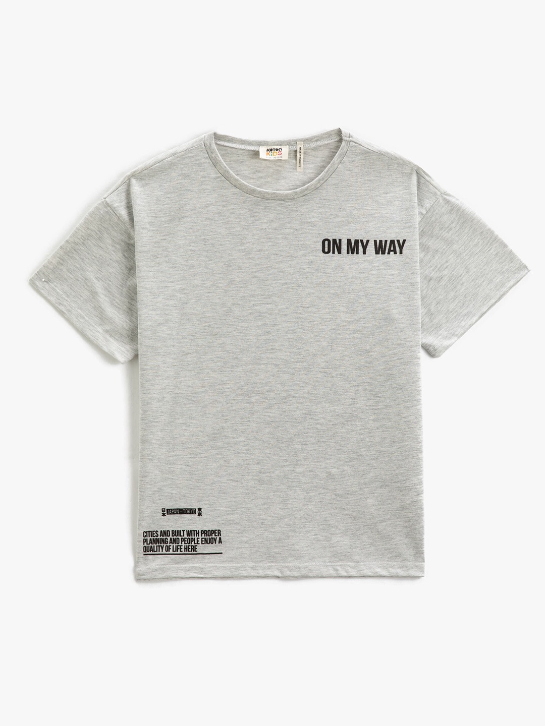 Koton Typography Printed Round Neck T-shirt, Grey