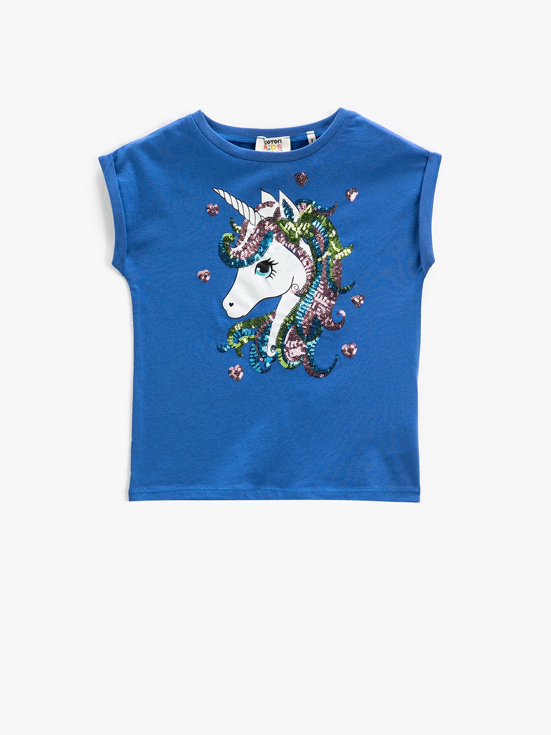 Koton Girls Unicorn Graphic Printed Cap Sleeves Embellished Pure Cotton Casual T-shirt, Blue
Koton Girls Unicorn Graphic Printed Cap Sleeves Embellished Pure Cotton Casual T-shirt, Blue