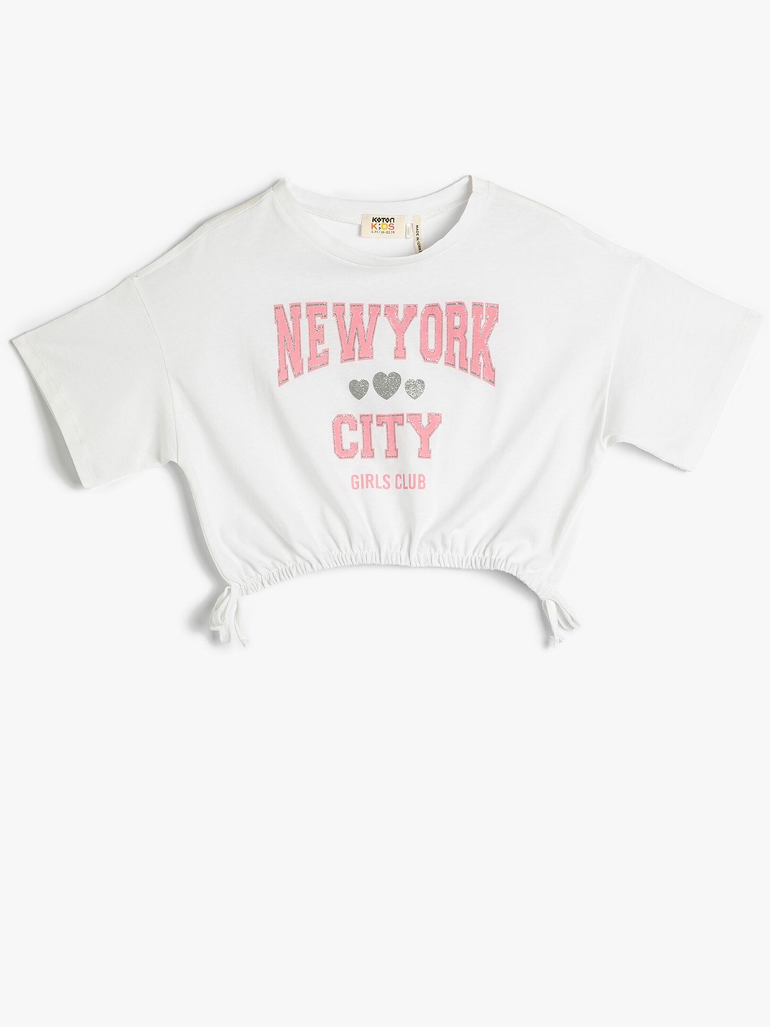 Koton Girls Typography Printed T-shirt, Off white