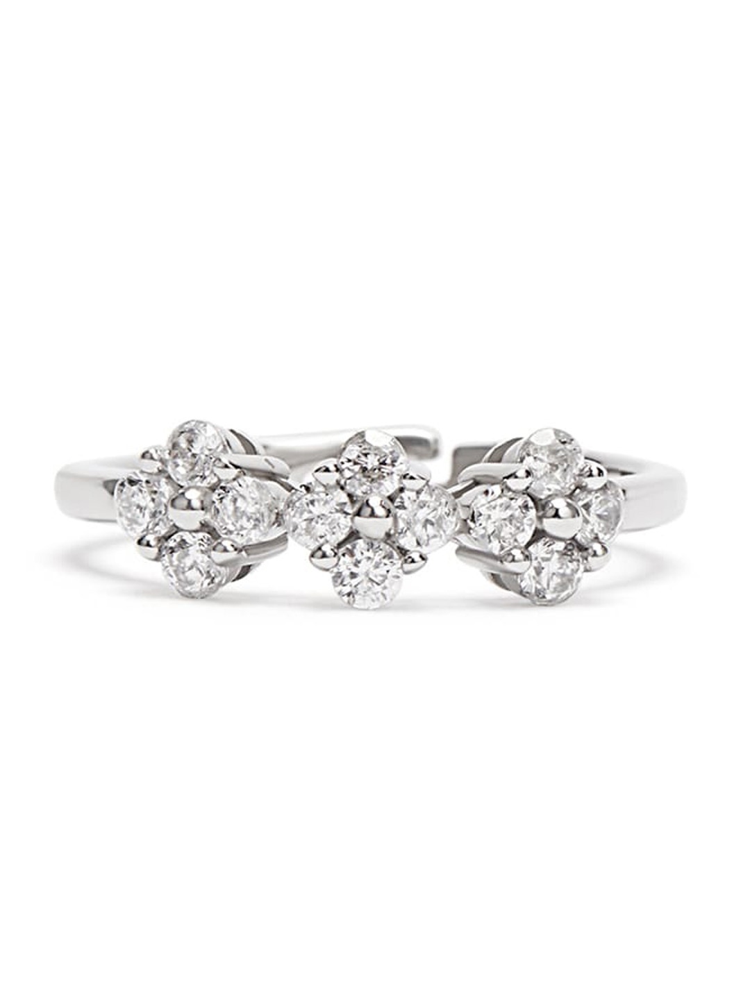 March by FableStreet Sterling Silver Rhodium-Plated Cubic Zirconia Studded Floral Ring
March by FableStreet Sterling Silver Rhodium-Plated Cubic Zirconia Studded Floral Ring