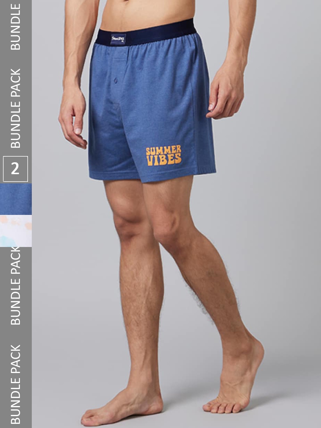 Smugglerz Pack Of 2 Printed Pure Cotton Boxers Summer-Vibe-Mens-Boxer-2pc-Pack-S, Blue
Smugglerz Pack Of 2 Printed Pure Cotton Boxers Summer-Vibe-Mens-Boxer-2pc-Pack-S, Blue