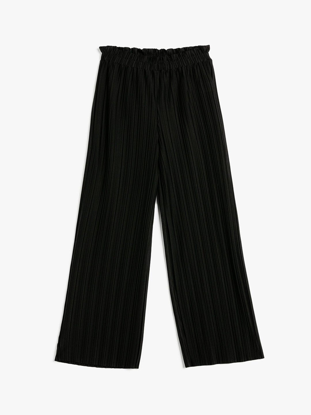 Koton Girls Mid Rise Plain Trousers, Black