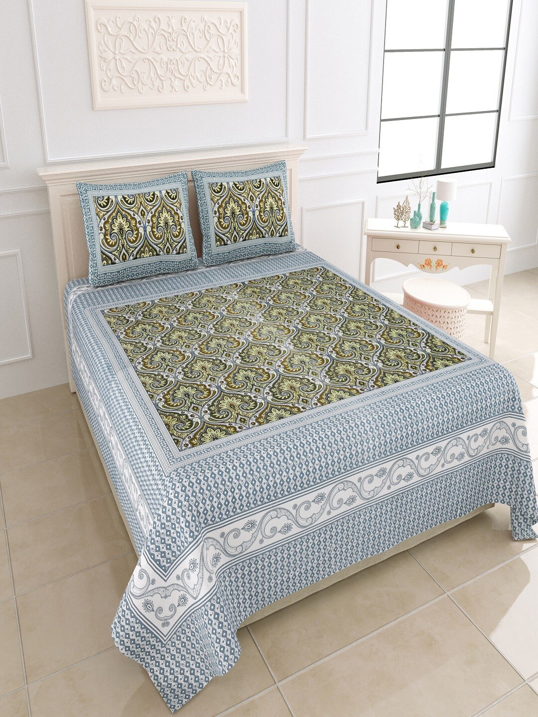 Bombay Spreads Green & White Floral Cotton 180 TC King Bedsheet With 2 Pillow Covers
Bombay Spreads Green & White Floral Cotton 180 TC King Bedsheet With 2 Pillow Covers