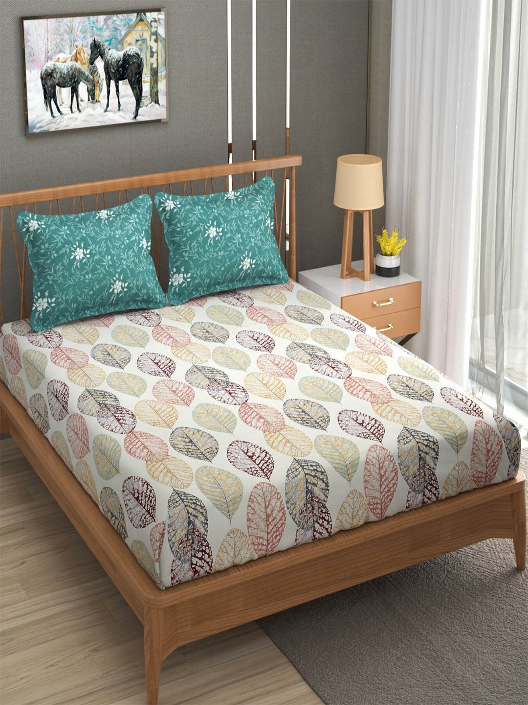 Homefab Blossom India White Printed Cotton 210 TC King Bedsheet with 2 Pillow Covers
Homefab Blossom India White Printed Cotton 210 TC King Bedsheet with 2 Pillow Covers
