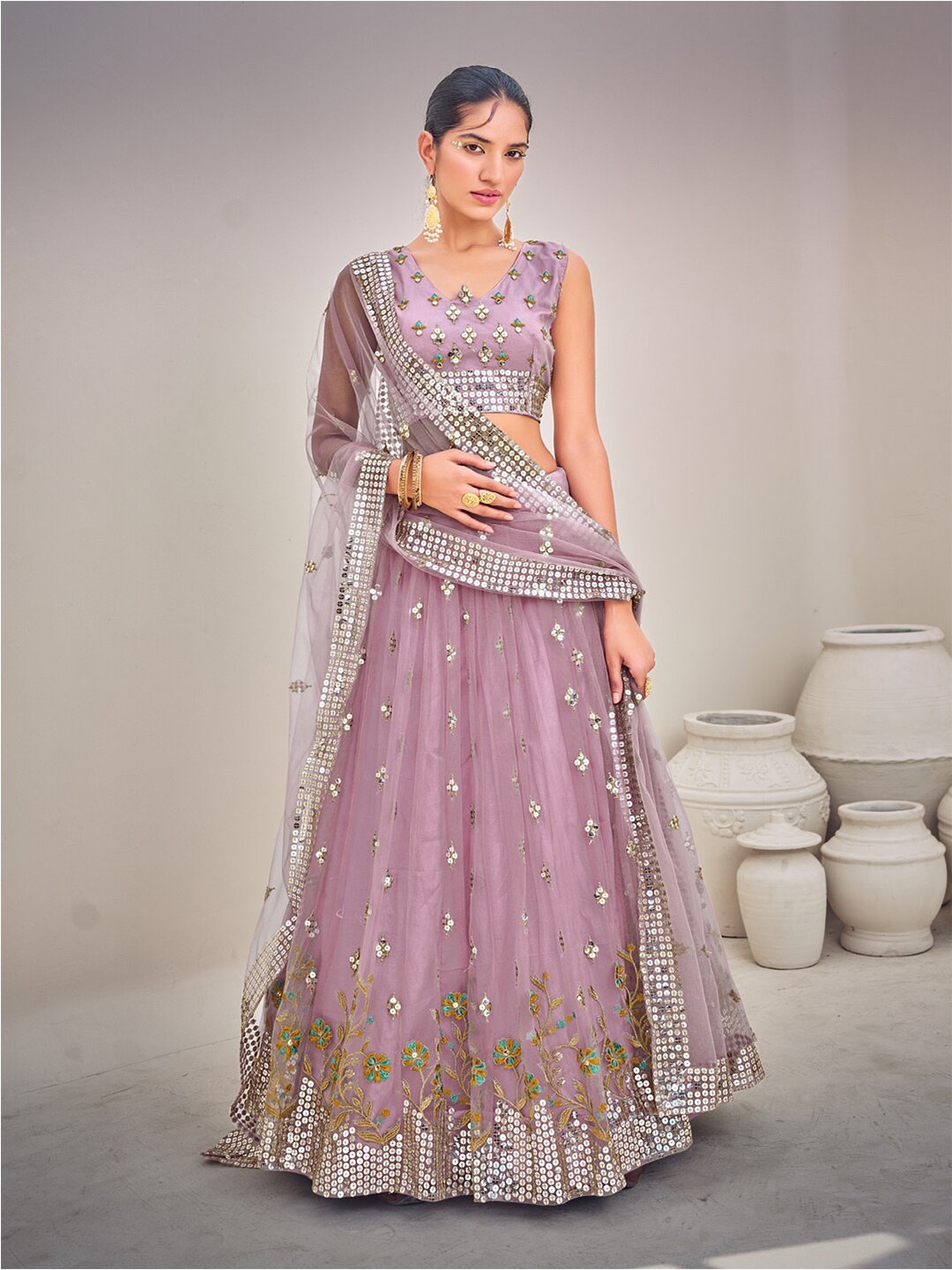 SHOPGARB Embroidered Sequinned Semi-Stitched Lehenga & Unstitched Blouse With Dupatta, Pink
SHOPGARB Embroidered Sequinned Semi-Stitched Lehenga & Unstitched Blouse With Dupatta, Pink