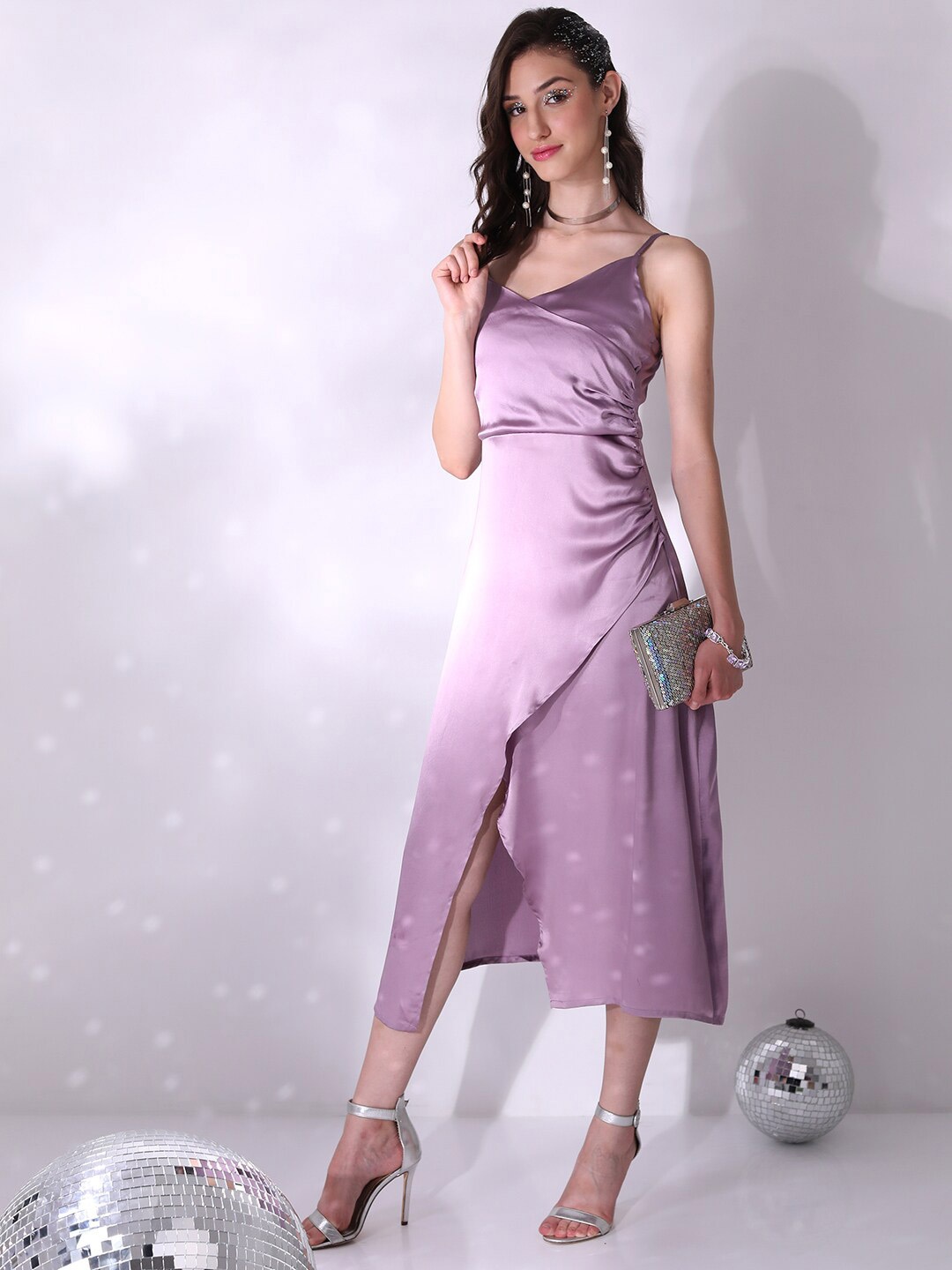 Tokyo Talkies Purple Shoulder Straps Gathered Or Pleated Satin Overlapping Midi Dress
Tokyo Talkies Purple Shoulder Straps Gathered Or Pleated Satin Overlapping Midi Dress