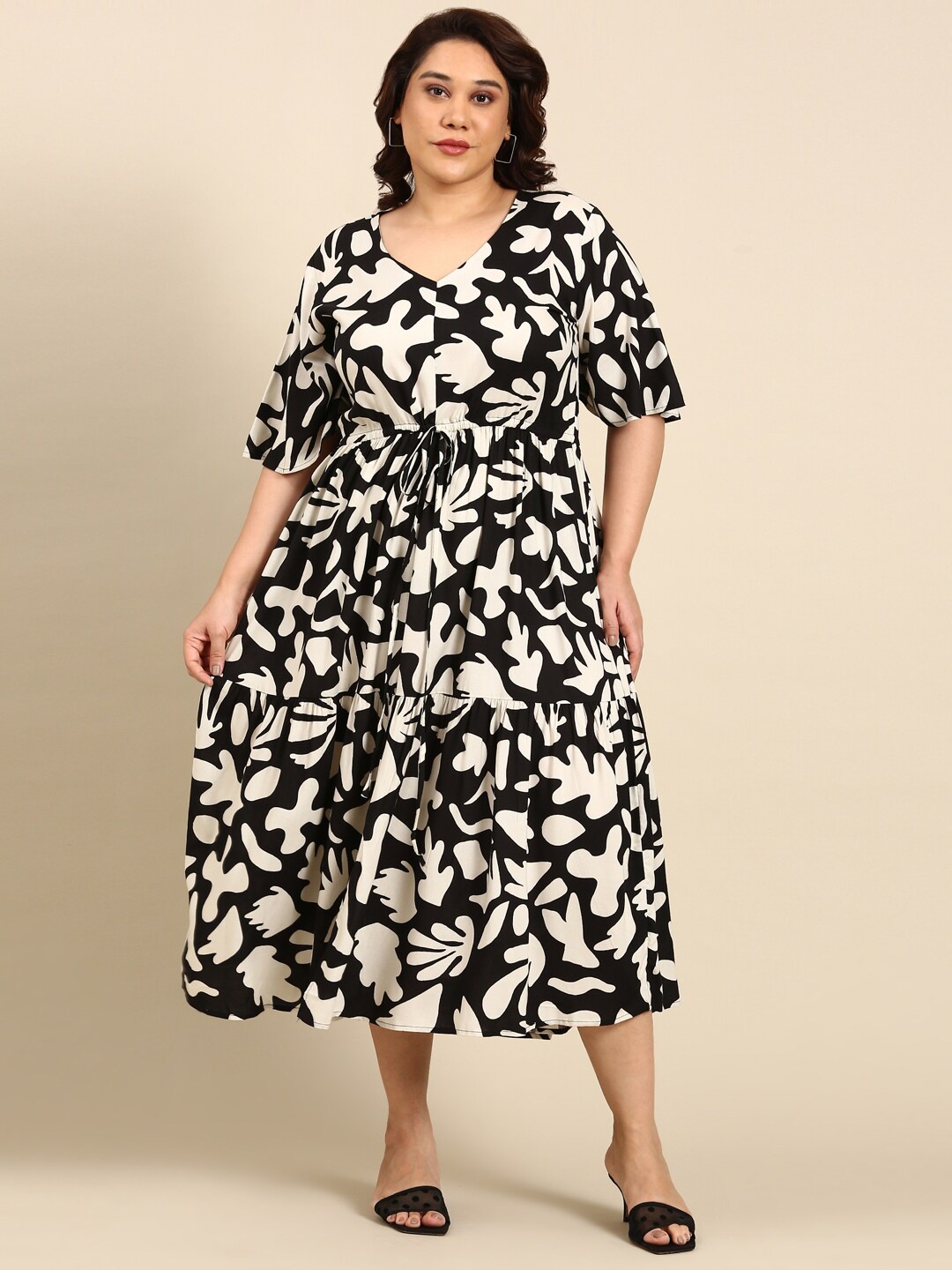 The Pink Moon Plus Size Abstract Printed Tiered V-Neck Fit & Flare Midi Dress, Black
The Pink Moon Plus Size Abstract Printed Tiered V-Neck Fit & Flare Midi Dress, Black