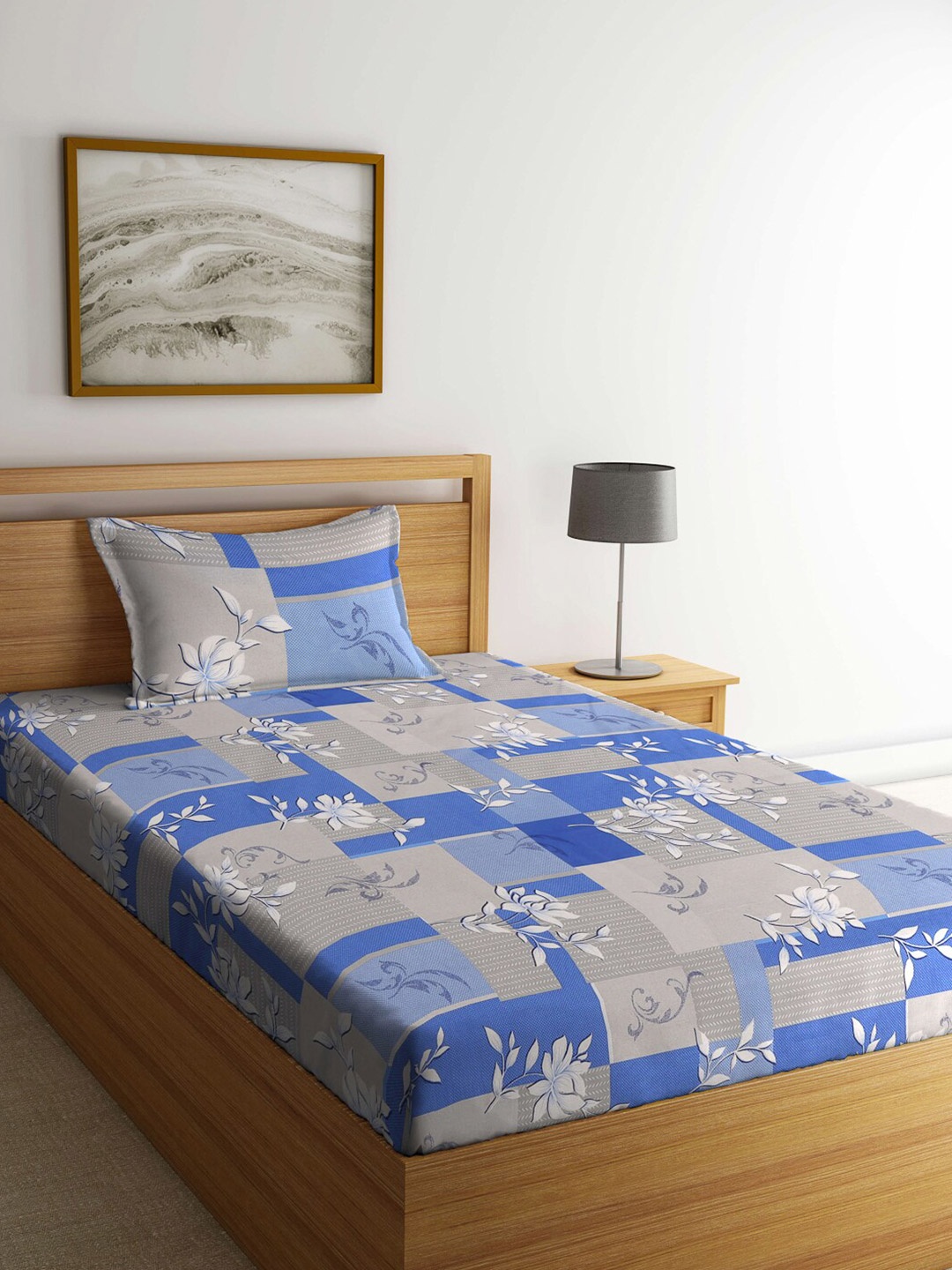 KLOTTHE Blue & White Floral Pure Cotton 400 TC Single Bedsheet With 1 Pillow Cover
KLOTTHE Blue & White Floral Pure Cotton 400 TC Single Bedsheet With 1 Pillow Cover