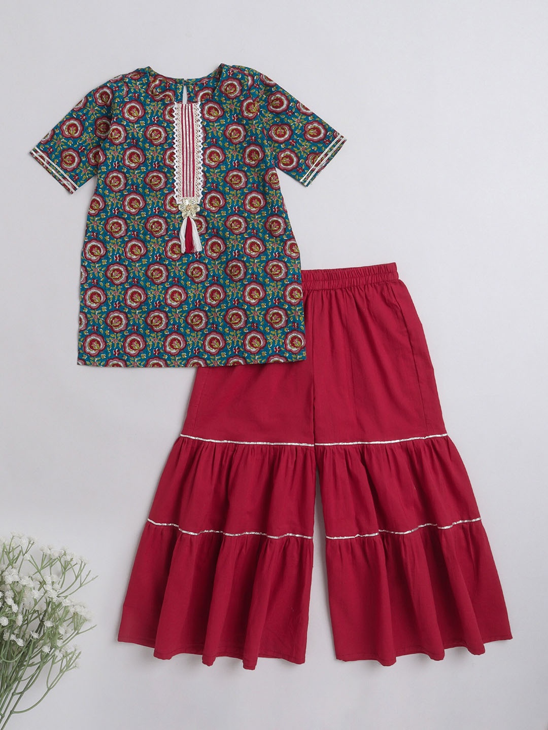 The Magic Wand Girls Ethnic Motifs Printed Regular Pure Cotton Kurti with Sharara, Blue
The Magic Wand Girls Ethnic Motifs Printed Regular Pure Cotton Kurti with Sharara, Blue