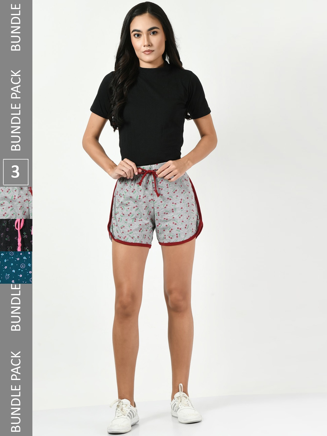 BAESD Women Pack of 3 Conversational Printed High-Rise Pure Cotton Shorts, Grey
BAESD Women Pack of 3 Conversational Printed High-Rise Pure Cotton Shorts, Grey