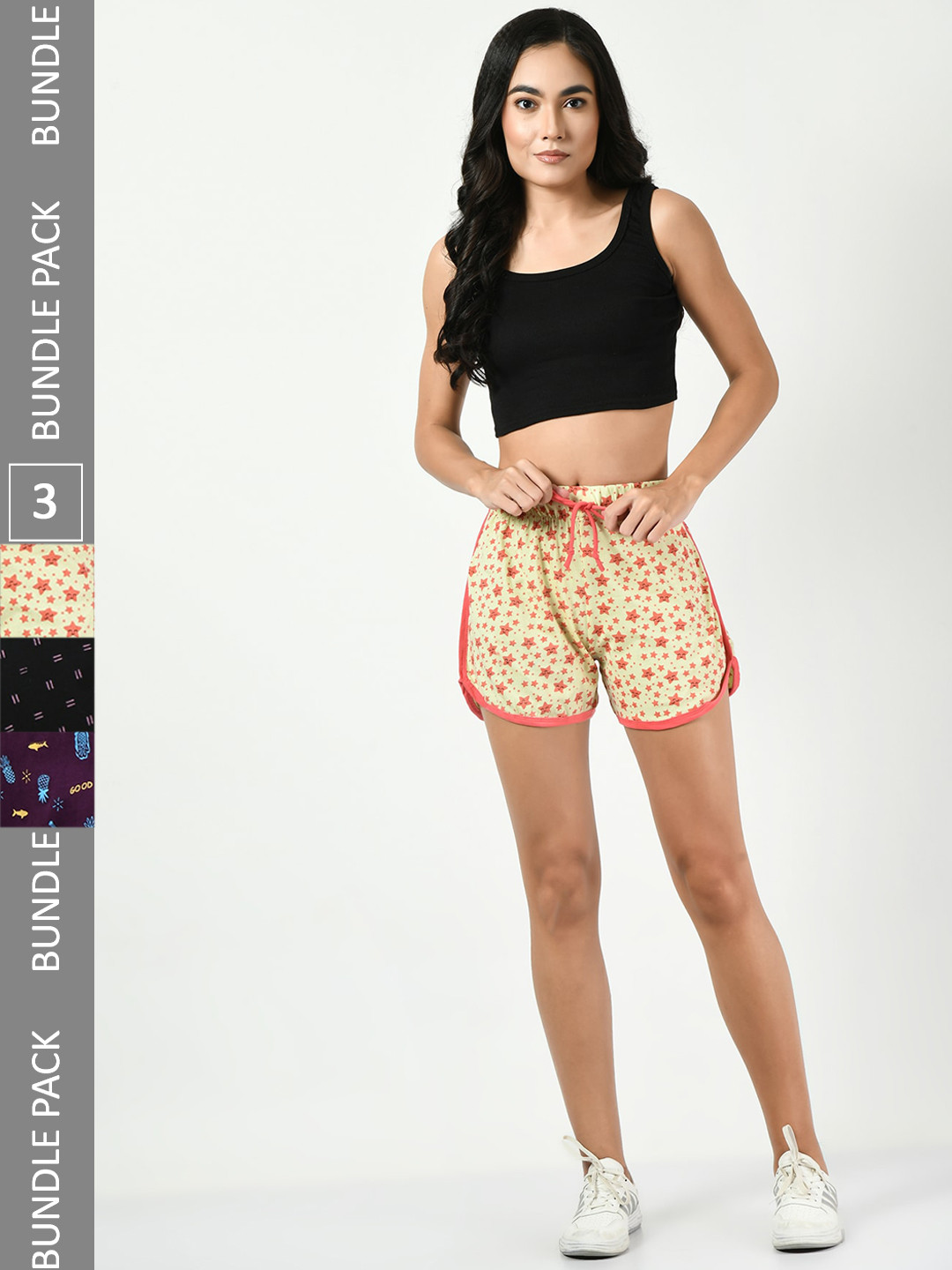 BAESD Women Pack Of 3 Conversational Printed Mid-Rise Pure Cotton Shorts, Cream
BAESD Women Pack Of 3 Conversational Printed Mid-Rise Pure Cotton Shorts, Cream