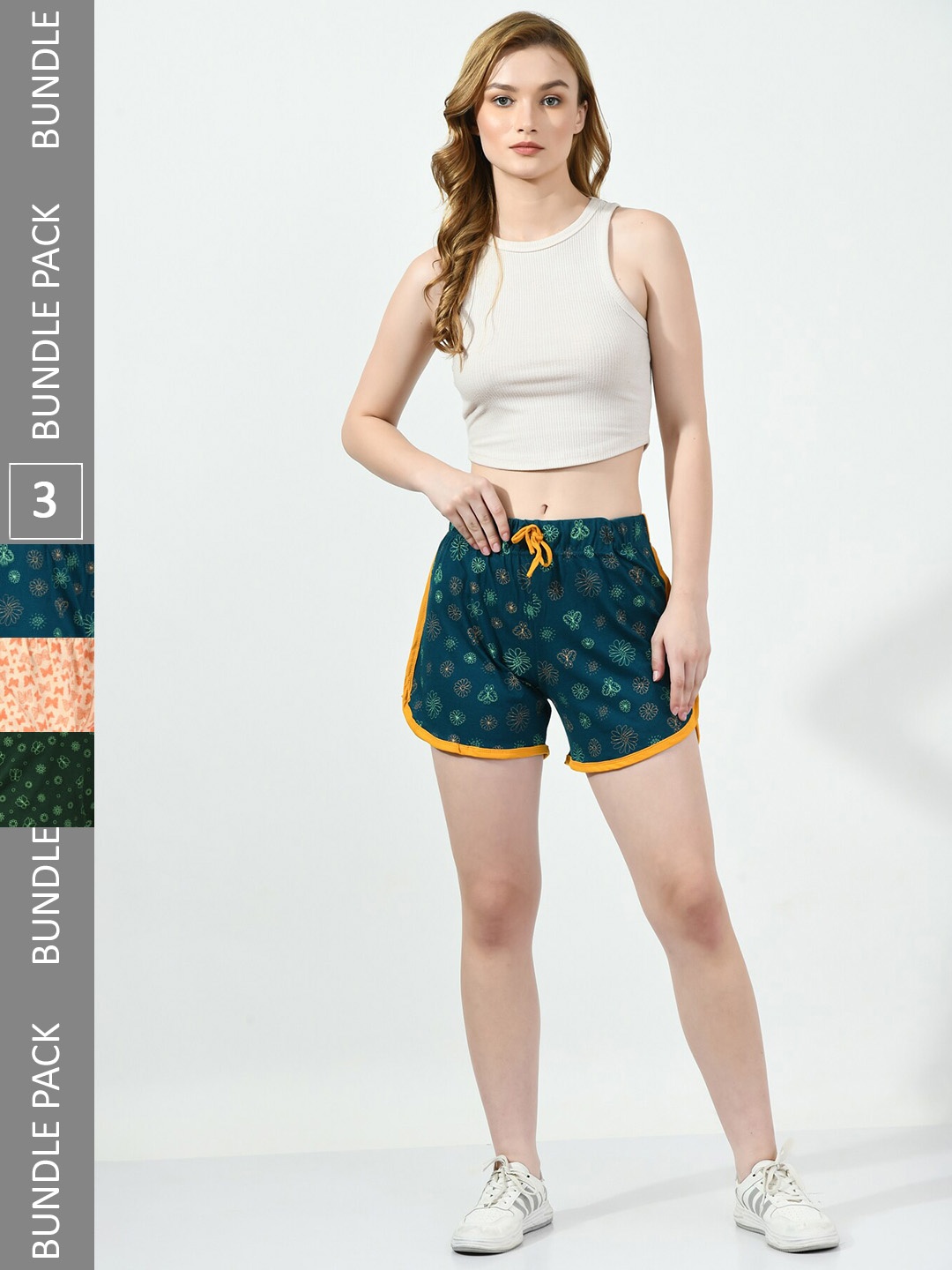 BAESD Women Pack of 3 Conversational Printed High-Rise Pure Cotton Regular Shorts, Teal
BAESD Women Pack of 3 Conversational Printed High-Rise Pure Cotton Regular Shorts, Teal