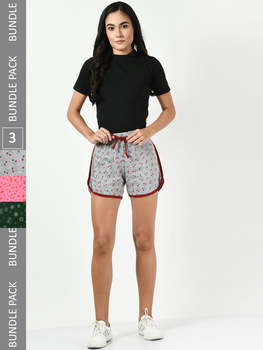 BAESD Women Pack Of 3 Conversational Printed High-Rise Pure Cotton Shorts, Grey
BAESD Women Pack Of 3 Conversational Printed High-Rise Pure Cotton Shorts, Grey