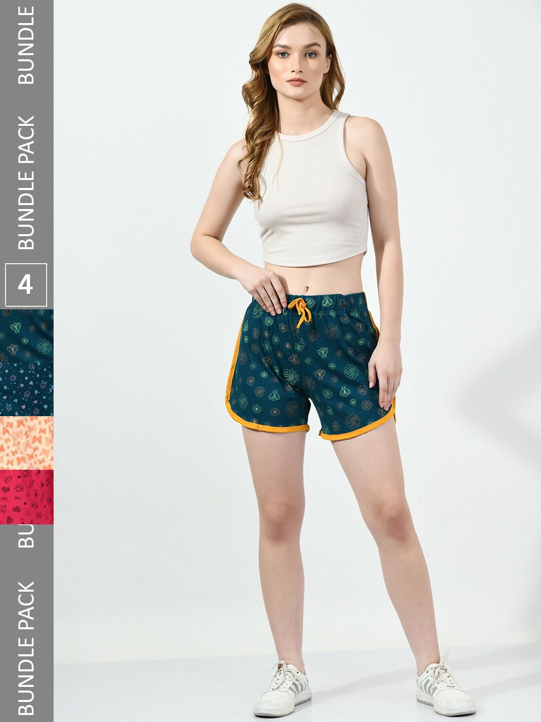 BAESD Women Pack of 3 Conversational Printed High-Rise Pure Cotton Regular Shorts, Teal
BAESD Women Pack of 3 Conversational Printed High-Rise Pure Cotton Regular Shorts, Teal