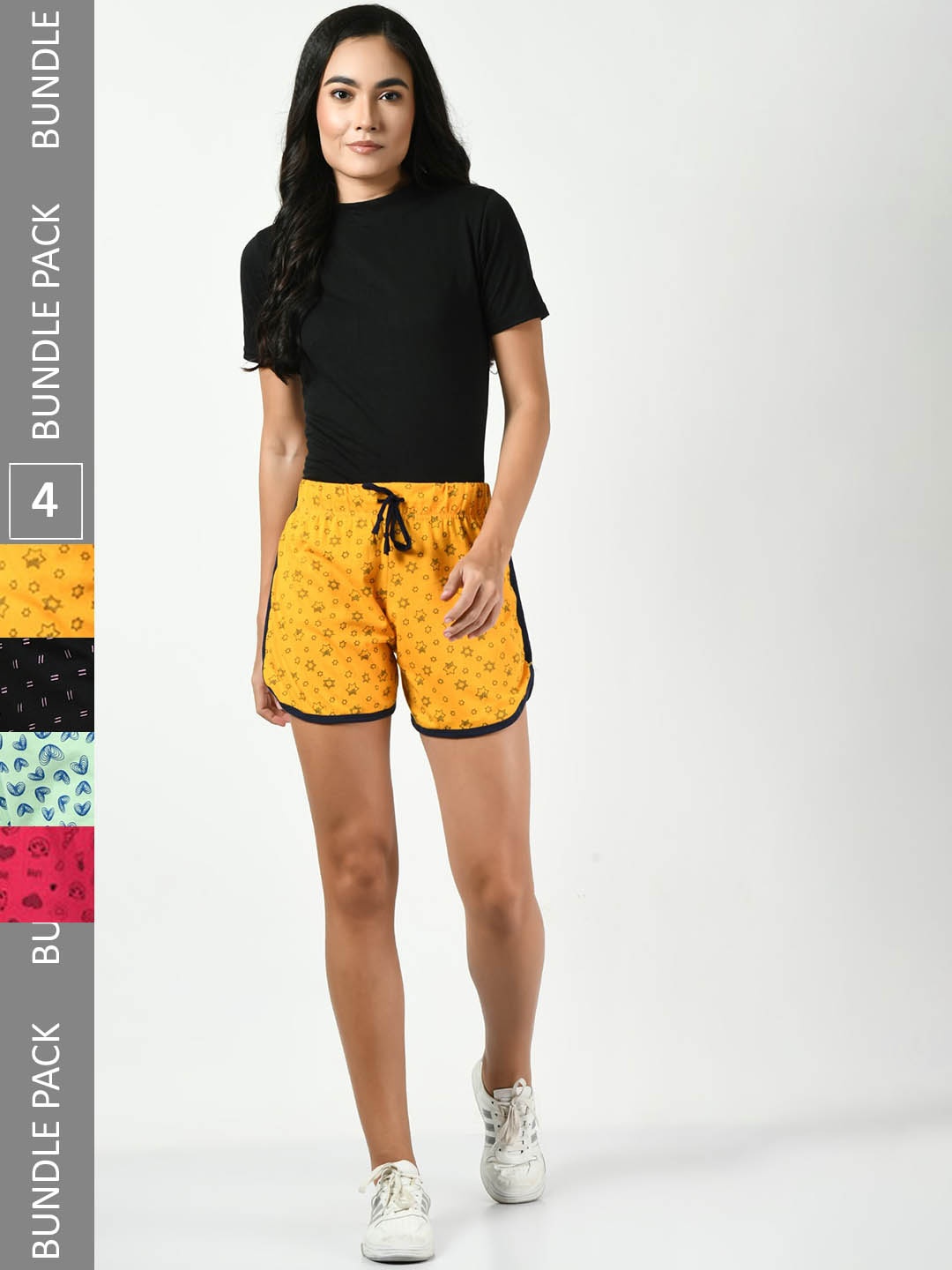 BAESD Women Pack Of 4 Conversational Printed High-Rise Pure Cotton Regular Shorts, Orange
BAESD Women Pack Of 4 Conversational Printed High-Rise Pure Cotton Regular Shorts, Orange