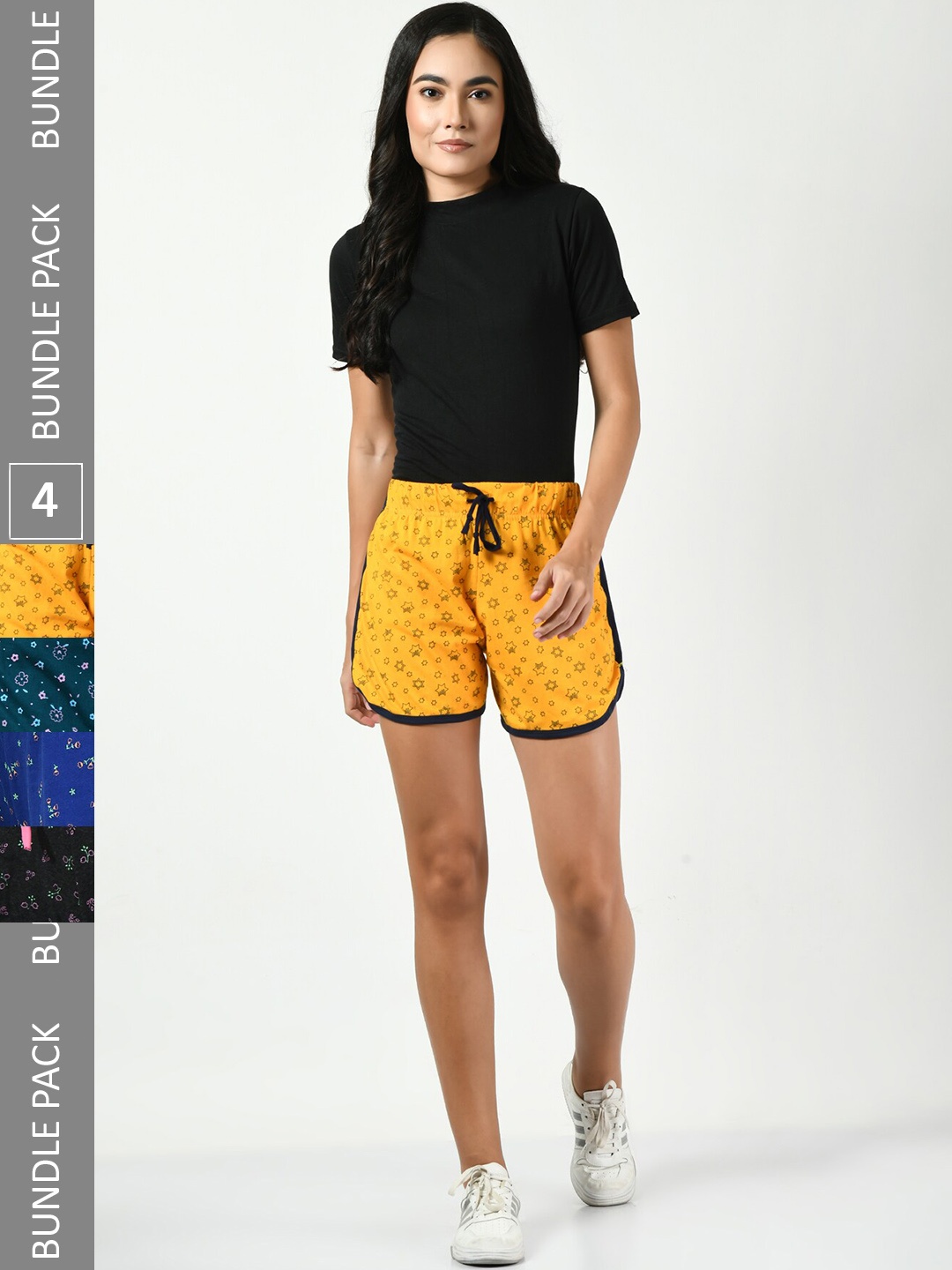 BAESD Women Pack Of 4 Conversational Printed High-Rise Pure Cotton Regular Shorts, Orange
BAESD Women Pack Of 4 Conversational Printed High-Rise Pure Cotton Regular Shorts, Orange