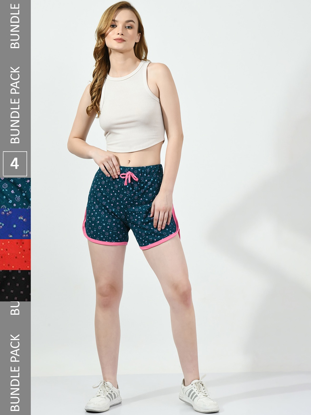 BAESD Women Pack of 4 Conversational Printed High-Rise Pure Cotton Regular Shorts, Green
BAESD Women Pack of 4 Conversational Printed High-Rise Pure Cotton Regular Shorts, Green
