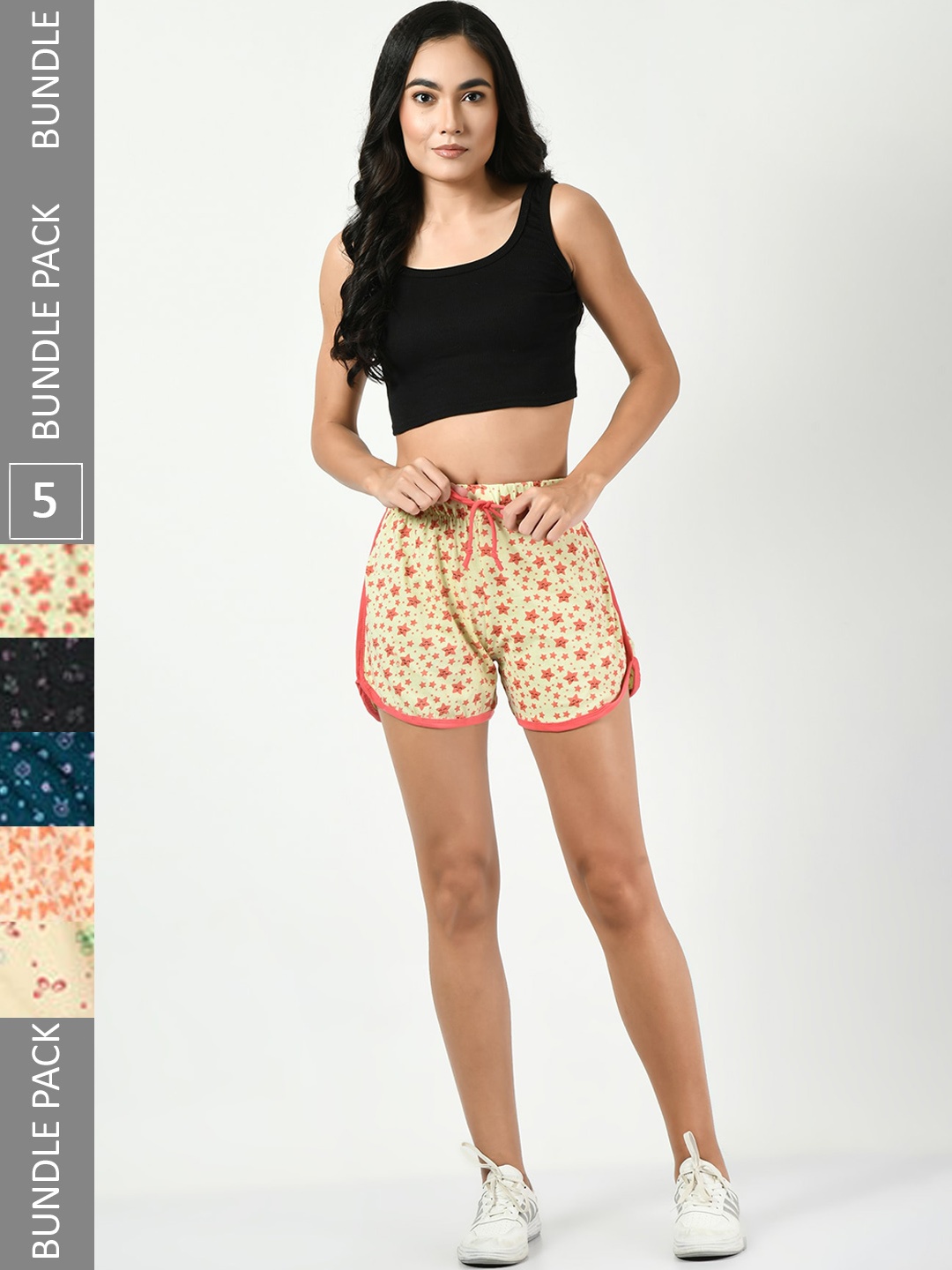 BAESD Women Pack Of 5 Conversational Printed High-Rise Pure Cotton Regular Shorts, Beige
BAESD Women Pack Of 5 Conversational Printed High-Rise Pure Cotton Regular Shorts, Beige