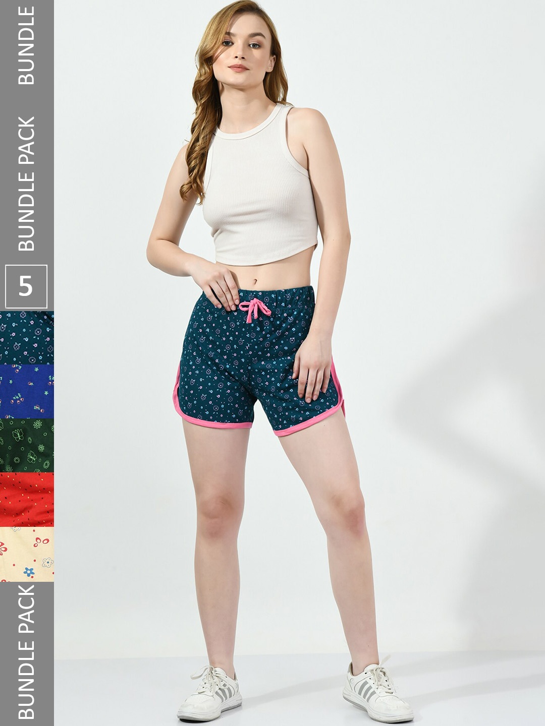 BAESD Women Pack of 5 Conversational Printed High-Rise Pure Cotton Regular Shorts, Sea green
BAESD Women Pack of 5 Conversational Printed High-Rise Pure Cotton Regular Shorts, Sea green