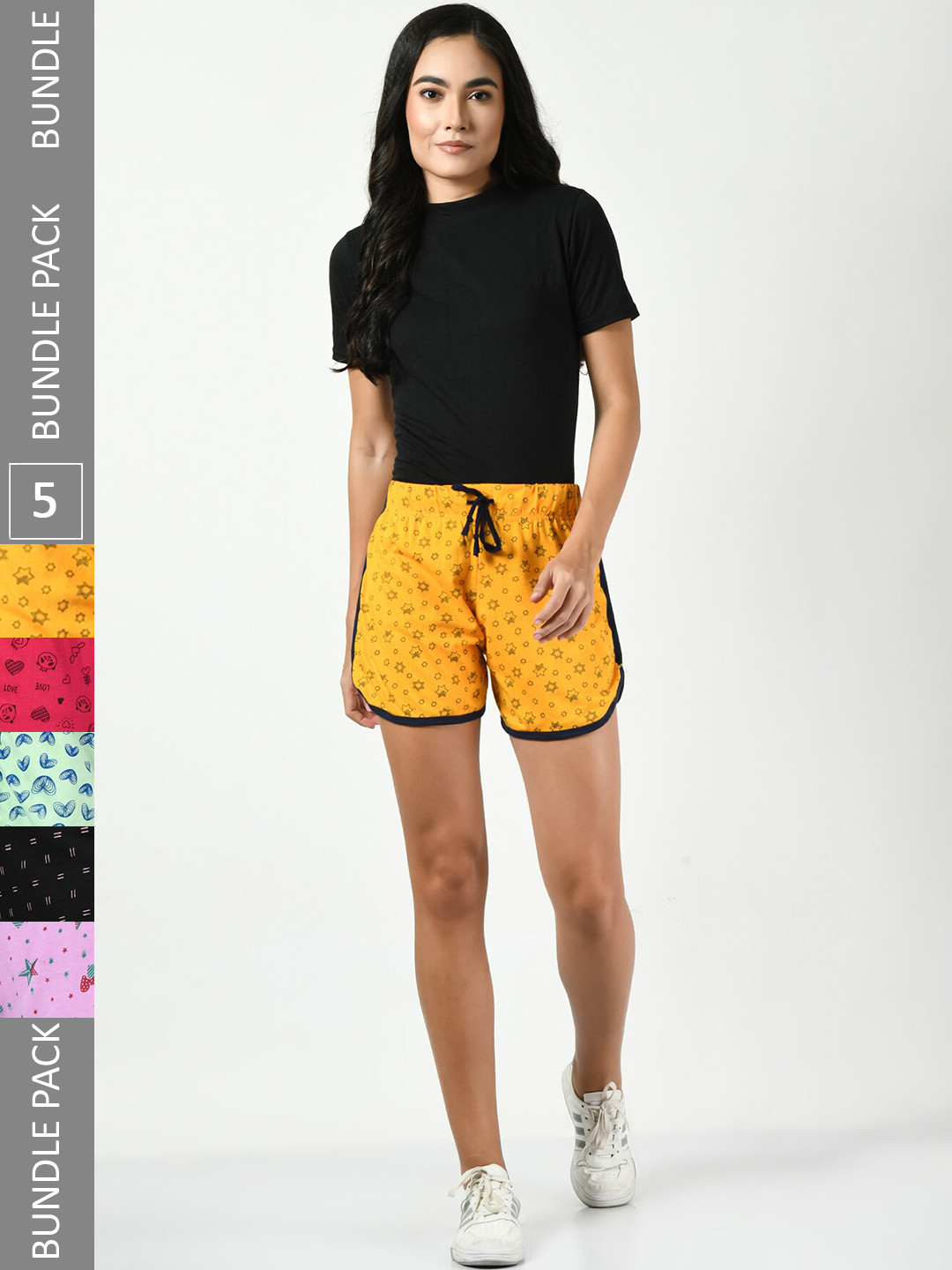 BAESD Women Pack of 5 Conversational Printed High-Rise Pure Cotton Regular Shorts, Yellow
BAESD Women Pack of 5 Conversational Printed High-Rise Pure Cotton Regular Shorts, Yellow