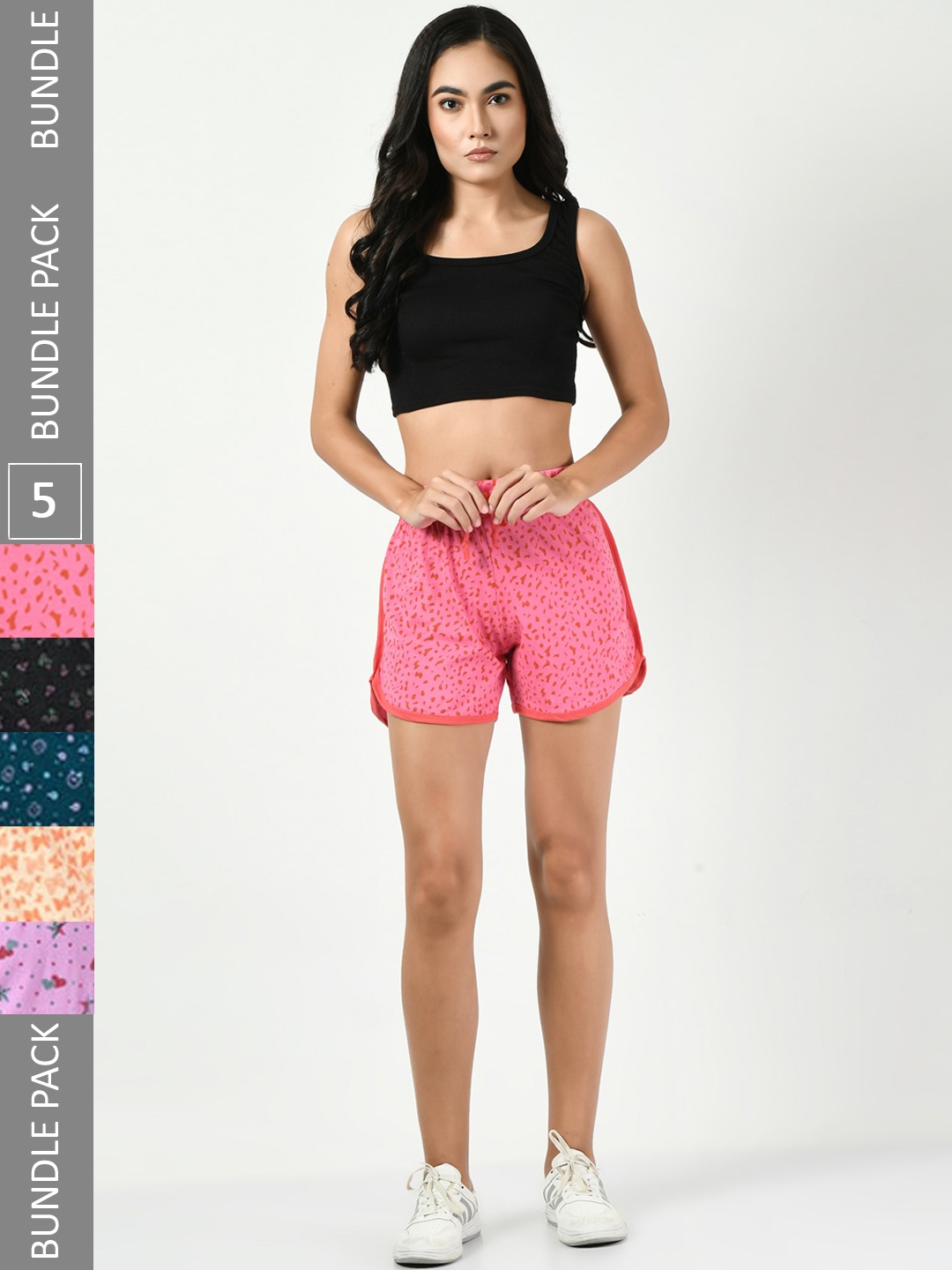 BAESD Women Pack of 5 Conversational Printed High-Rise Pure Cotton Regular Shorts, Pink
BAESD Women Pack of 5 Conversational Printed High-Rise Pure Cotton Regular Shorts, Pink