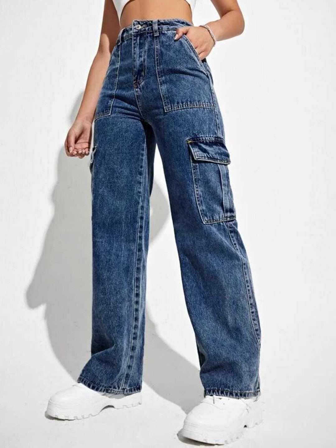 Next One Women Smart Wide Leg High-Rise Clean Look Heavy Fade Stretchable Cargos, Navy blue
Next One Women Smart Wide Leg High-Rise Clean Look Heavy Fade Stretchable Cargos, Navy blue