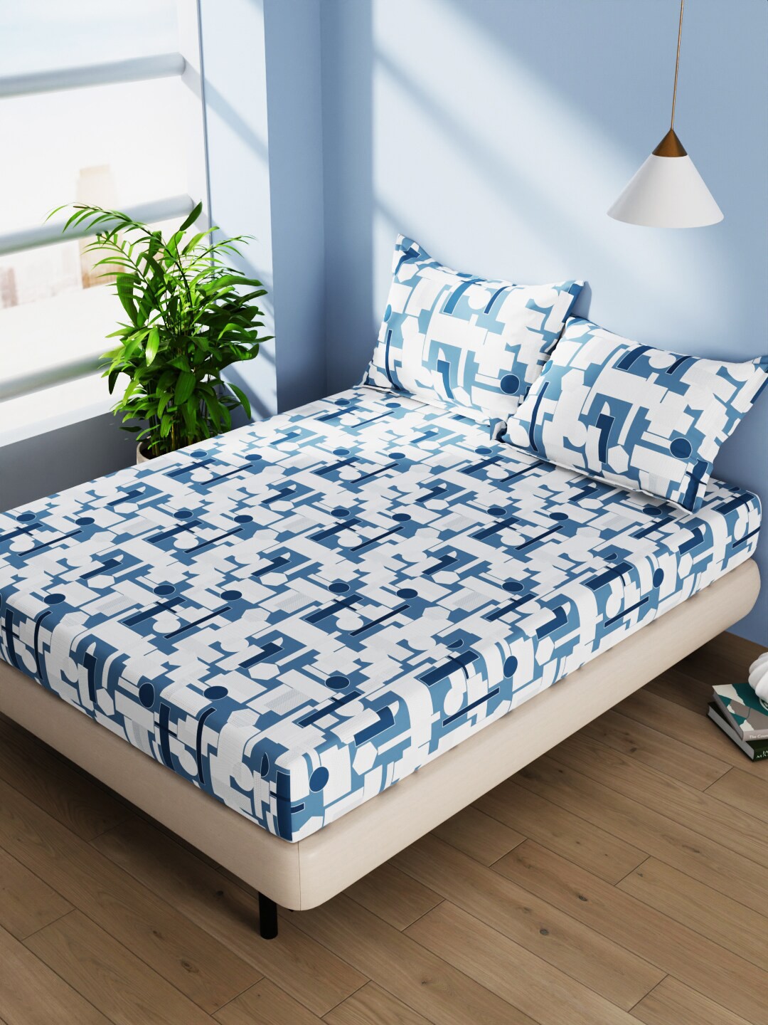 BIANCA Serina Blue & White Geometric Pure Cotton 140 TC Queen Bedsheet & 2 Pillow Covers
BIANCA Serina Blue & White Geometric Pure Cotton 140 TC Queen Bedsheet & 2 Pillow Covers
