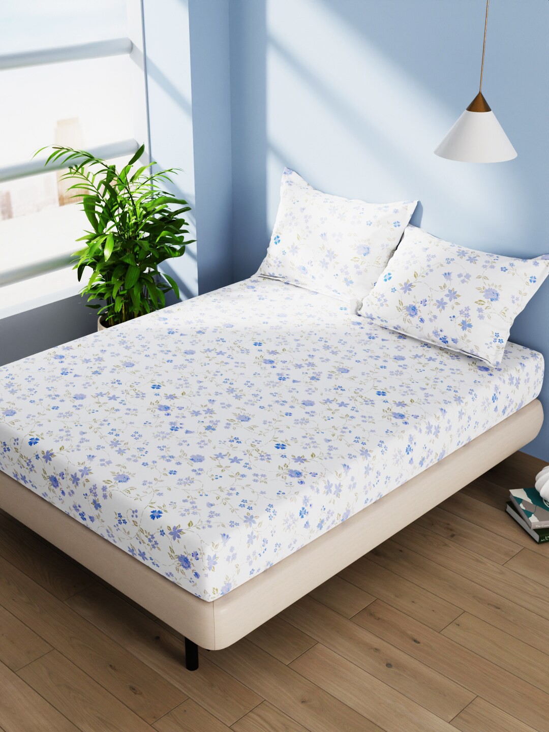BIANCA Off White & Green Floral 140 TC Pure Cotton Queen Bedsheet with 2 Pillow Covers
BIANCA Off White & Green Floral 140 TC Pure Cotton Queen Bedsheet with 2 Pillow Covers