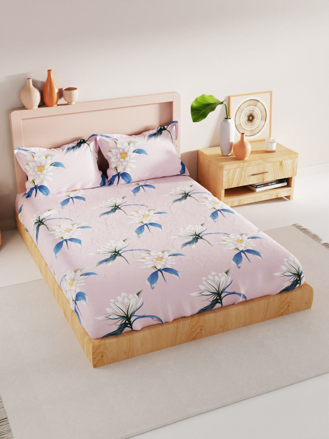BIANCA Geo Tokyo Pink & Blue Floral Printed 200 TC Microfiber King Bedsheet Set
BIANCA Geo Tokyo Pink & Blue Floral Printed 200 TC Microfiber King Bedsheet Set