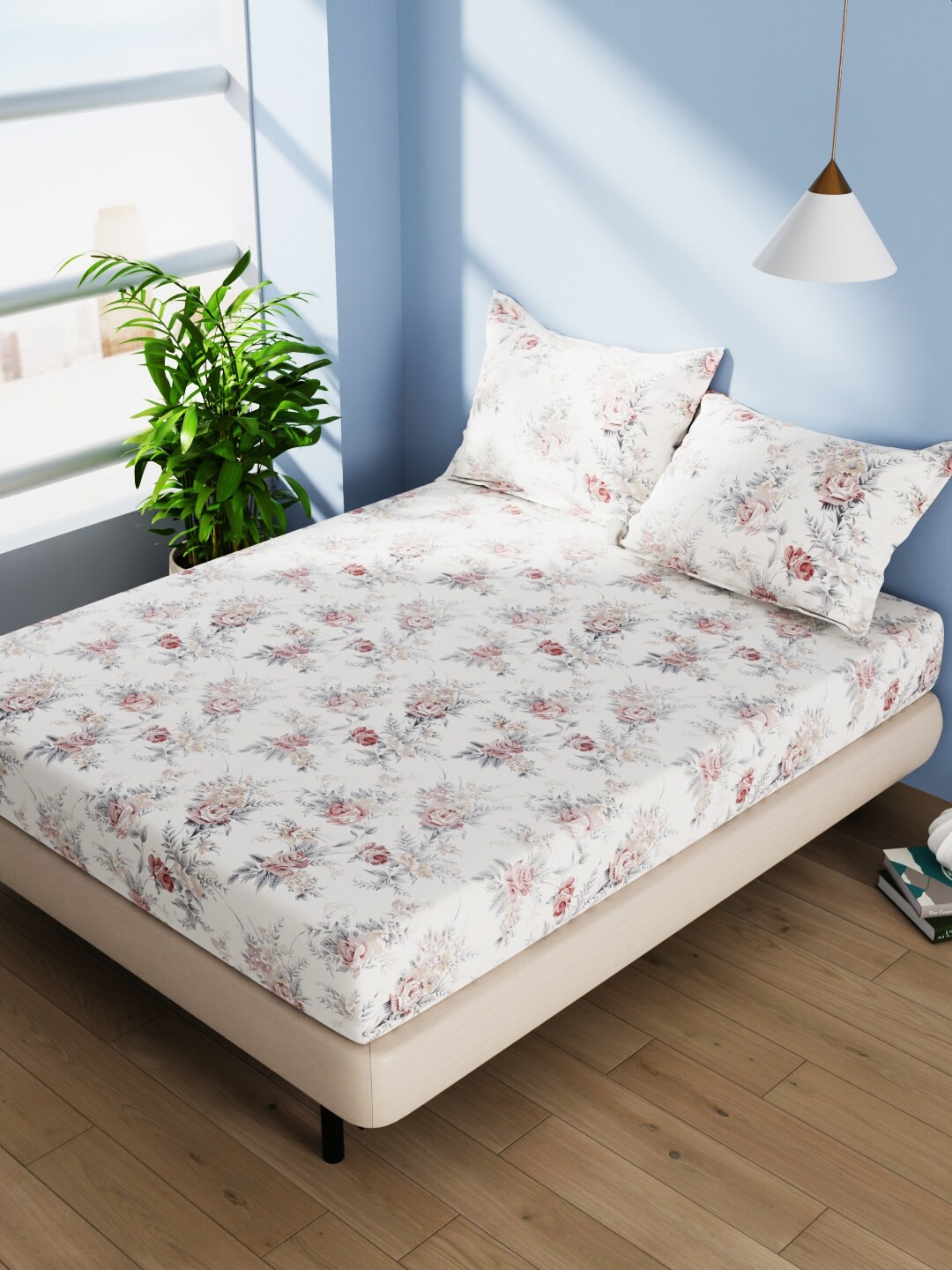 BIANCA Serina Off White & Red Floral Pure Cotton 140 TC Queen Bedsheet & 2 Pillow Covers
BIANCA Serina Off White & Red Floral Pure Cotton 140 TC Queen Bedsheet & 2 Pillow Covers