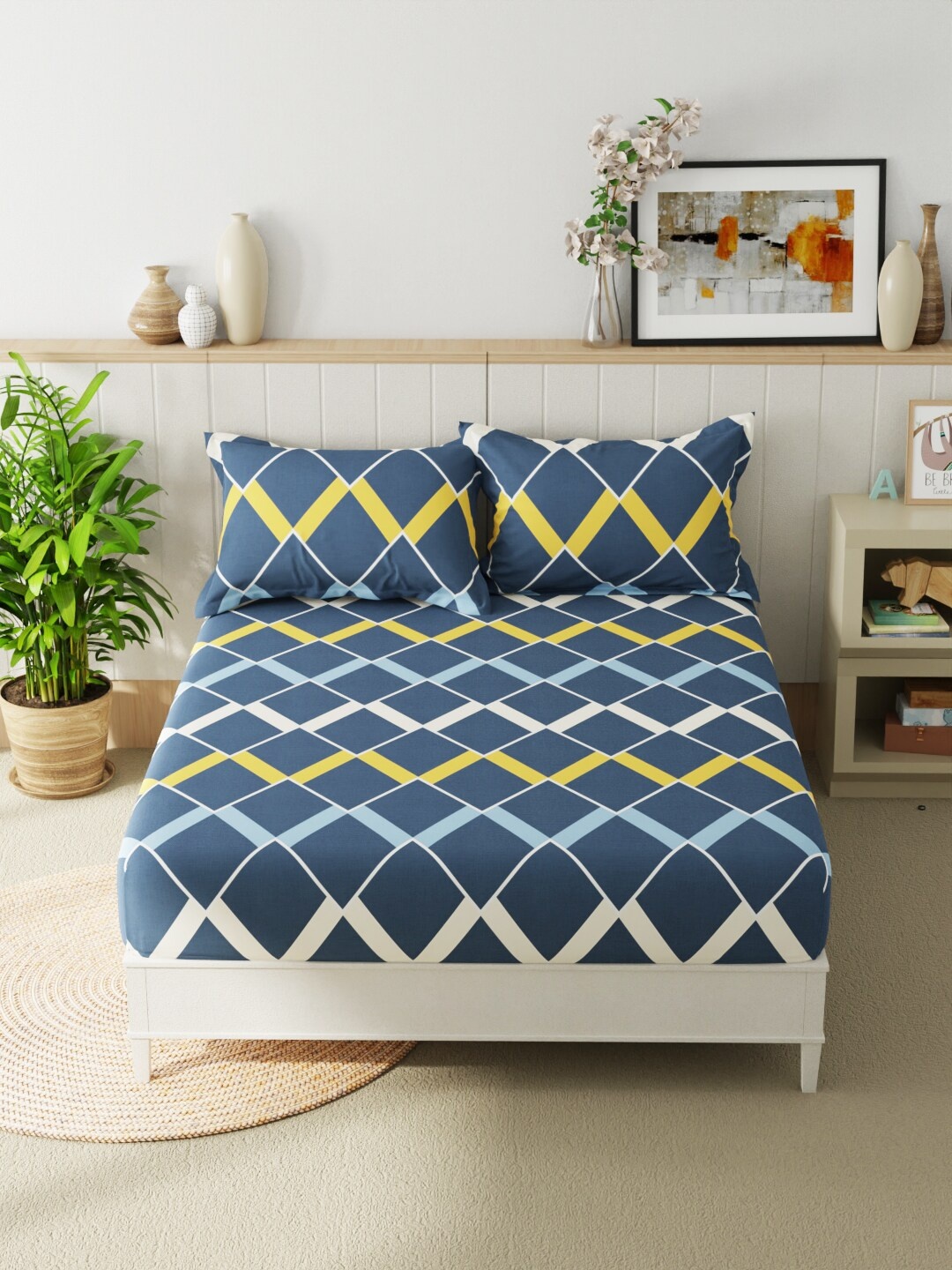 BIANCA Beumonte Blue & Yellow Geometric Microfiber 152TC Queen Bedsheet & 2 Pillow Covers
BIANCA Beumonte Blue & Yellow Geometric Microfiber 152TC Queen Bedsheet & 2 Pillow Covers
