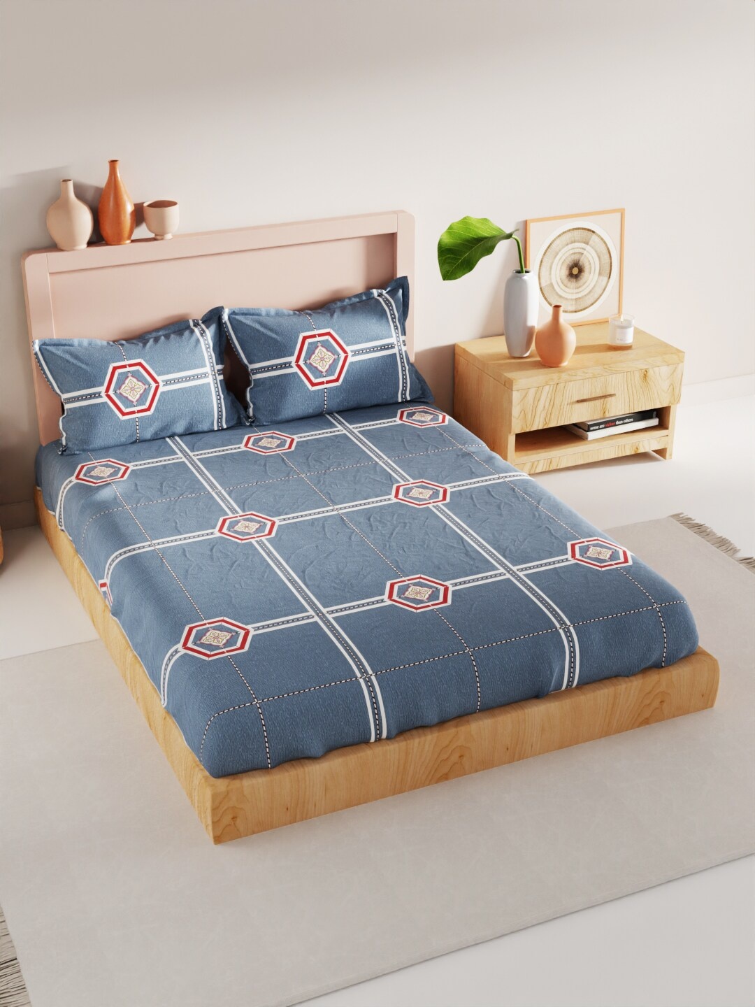 BIANCA Geo Tokyo Steel & White Geometric Printed 200 TC Microfiber King Bedsheet Set
BIANCA Geo Tokyo Steel & White Geometric Printed 200 TC Microfiber King Bedsheet Set