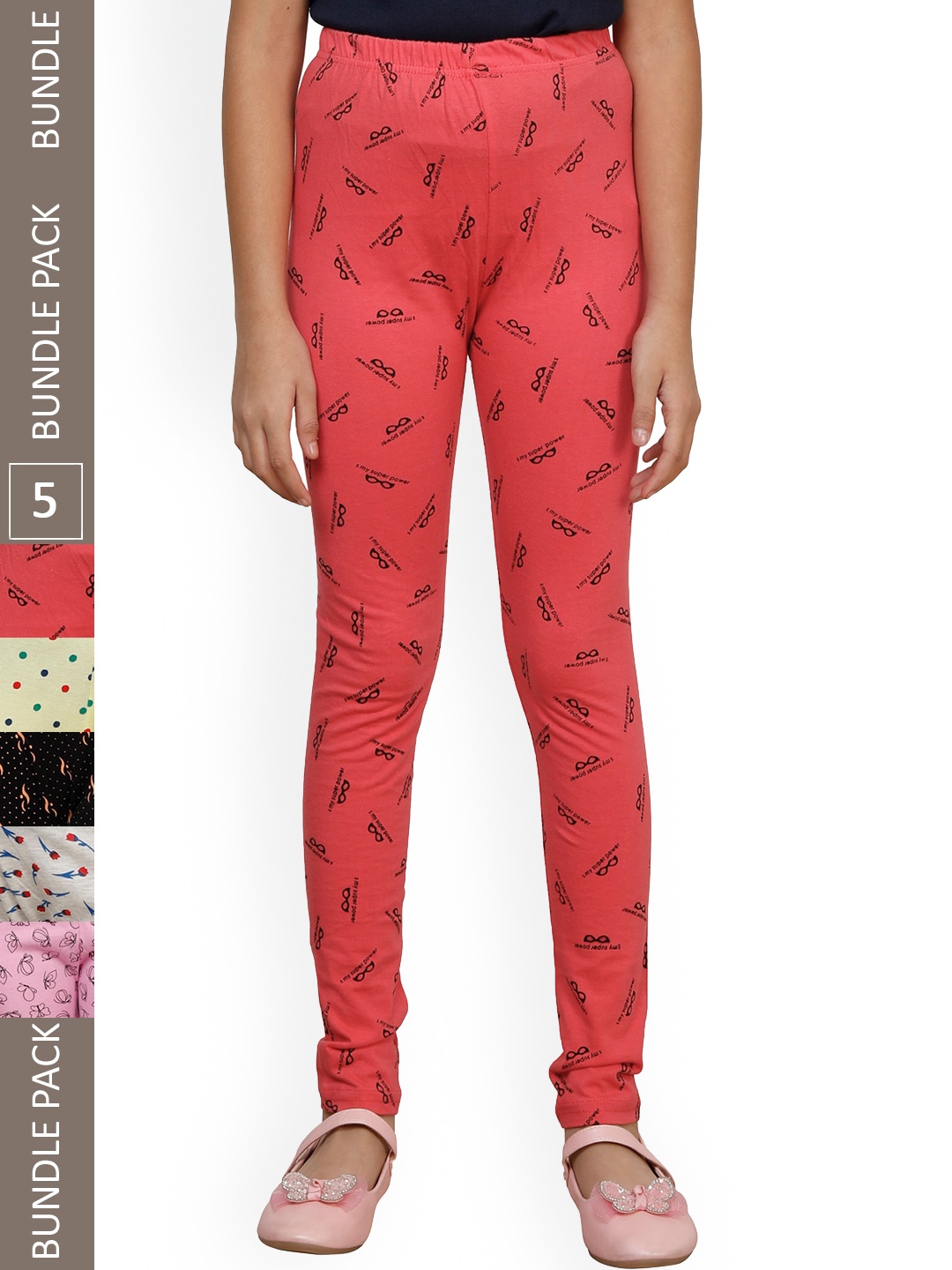 IndiWeaves Girls Pack Of 5 Super Soft Pure Cotton Allover Printed Ankle Length Leggings, Red
IndiWeaves Girls Pack Of 5 Super Soft Pure Cotton Allover Printed Ankle Length Leggings, Red