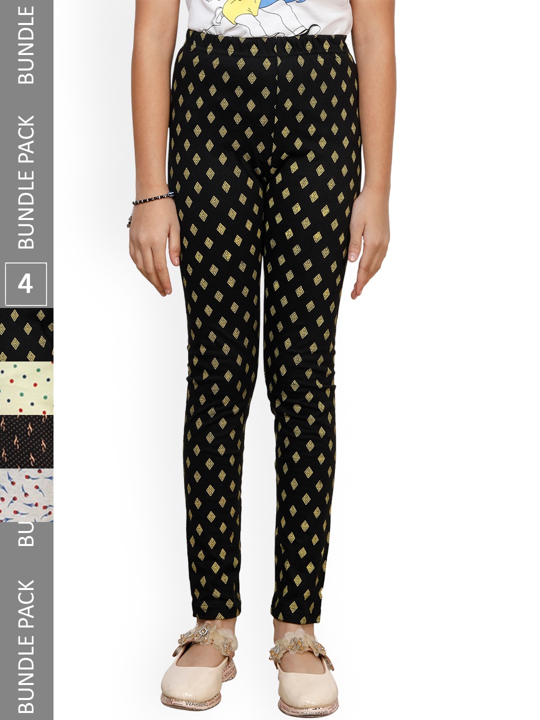 IndiWeaves Girls Pack of 4 Printed Super Soft Pure Cotton Ankle-Length Leggings, Black
IndiWeaves Girls Pack of 4 Printed Super Soft Pure Cotton Ankle-Length Leggings, Black