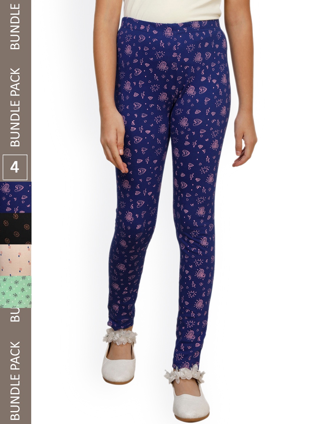 IndiWeaves Girls Pack of 4 Printed Super Soft Pure Cotton Ankle-Length Leggings, Navy blue
IndiWeaves Girls Pack of 4 Printed Super Soft Pure Cotton Ankle-Length Leggings, Navy blue