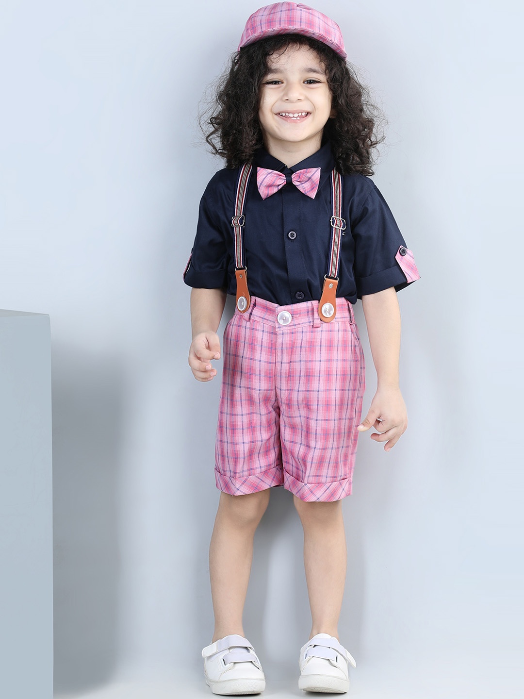 Aj DEZInES Boys Printed Cotton Shirt Bow Shorts With Cap Suspenders Clothing Set, Pink
Aj DEZInES Boys Printed Cotton Shirt Bow Shorts With Cap Suspenders Clothing Set, Pink